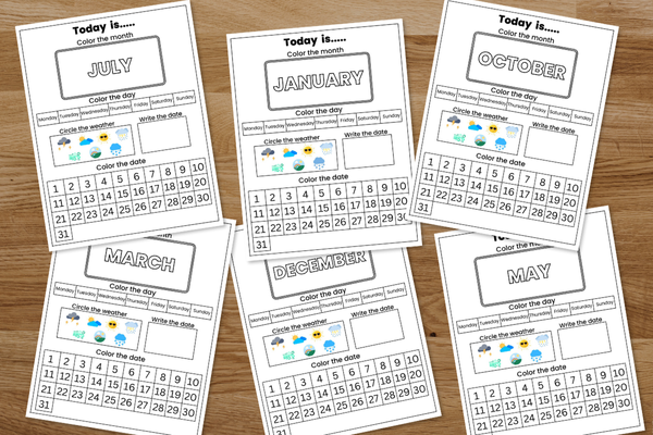 Calendar - Coloring activity