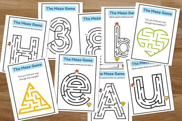 The Maze Game - Alphabets, Shapes, Numbers mazes