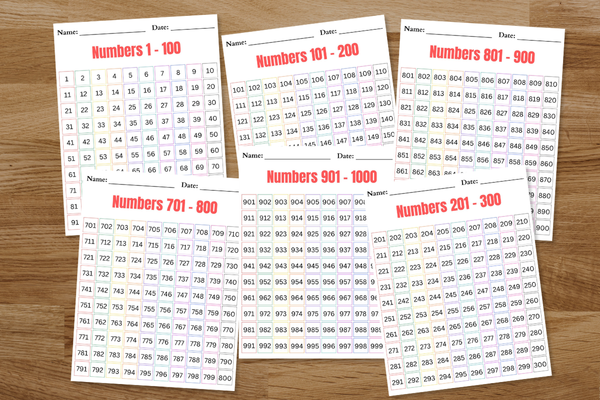 Number chart - 1 to 1000
