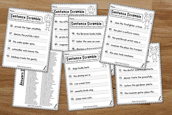 100 Sentence Building Worksheet for Kindergarten