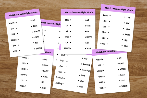Match the same Sight Words