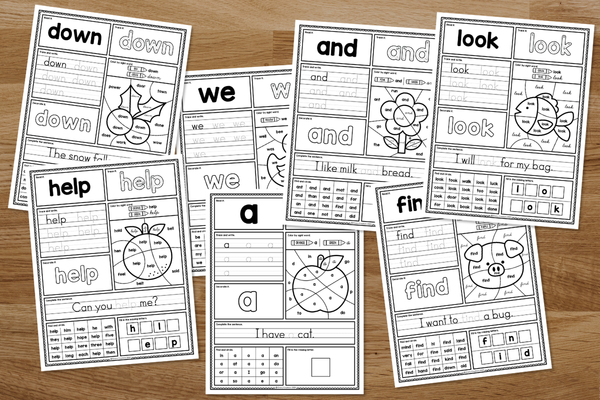 Pre-Primer Sight Word Worksheets