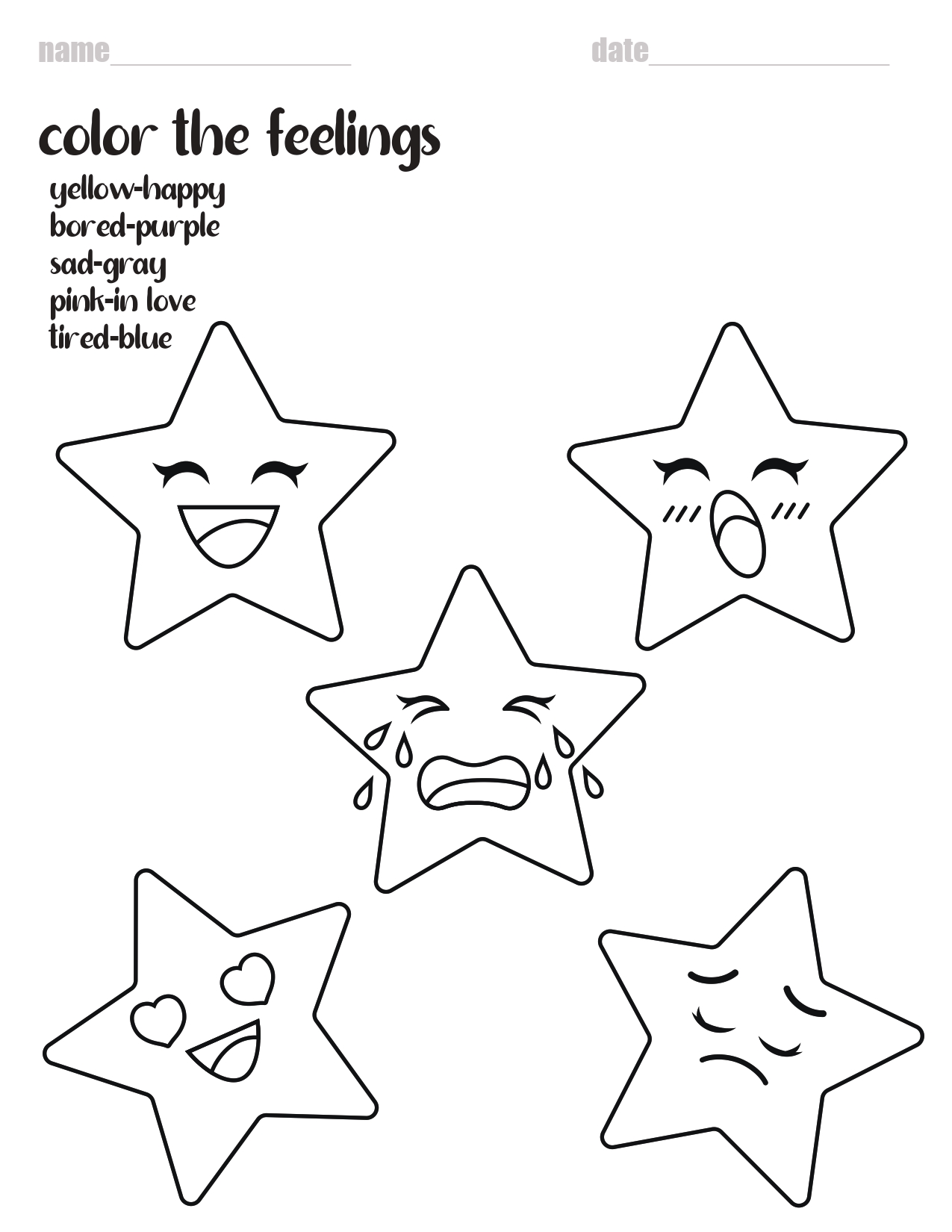 Emotions Coloring Worksheet