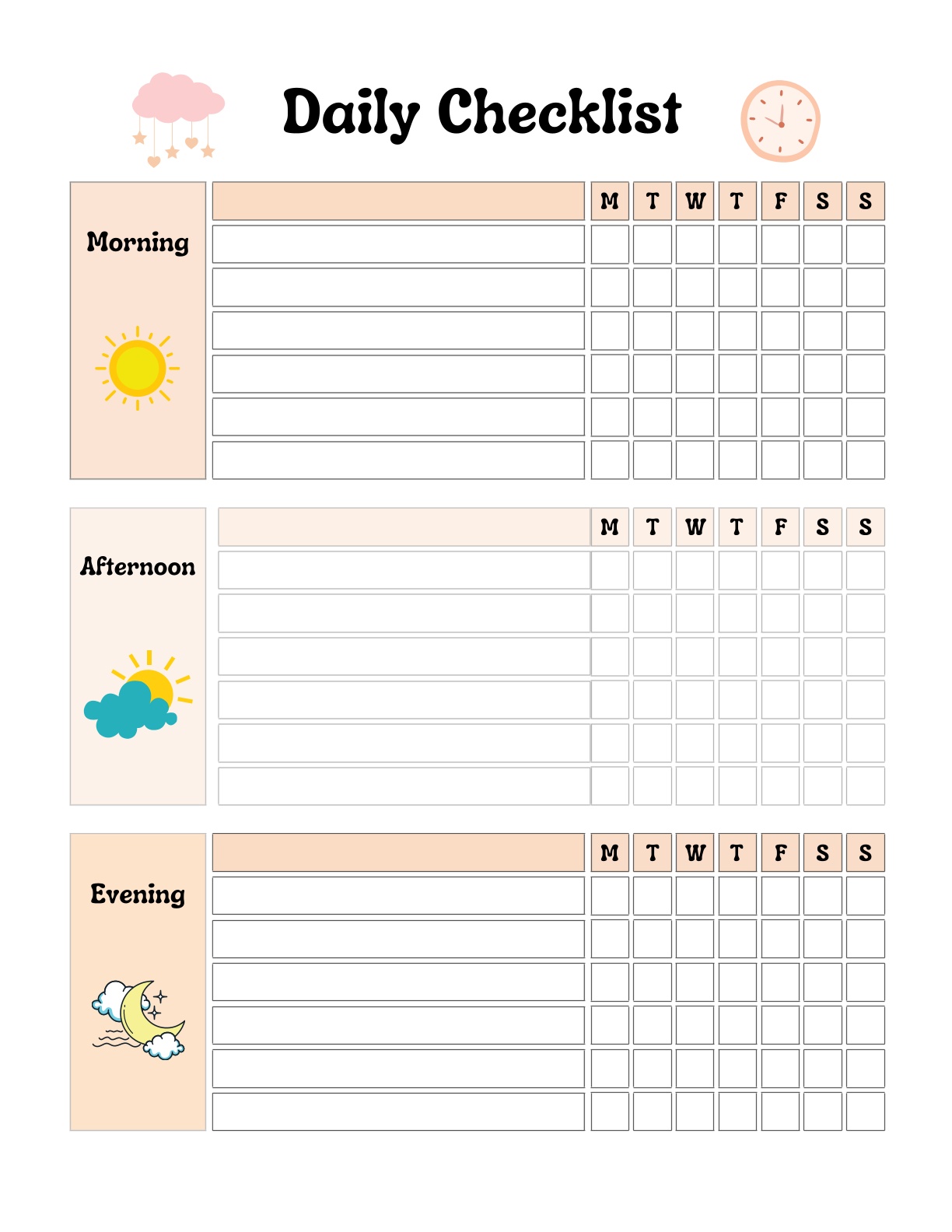 Daily Chores Tracking and Checklist