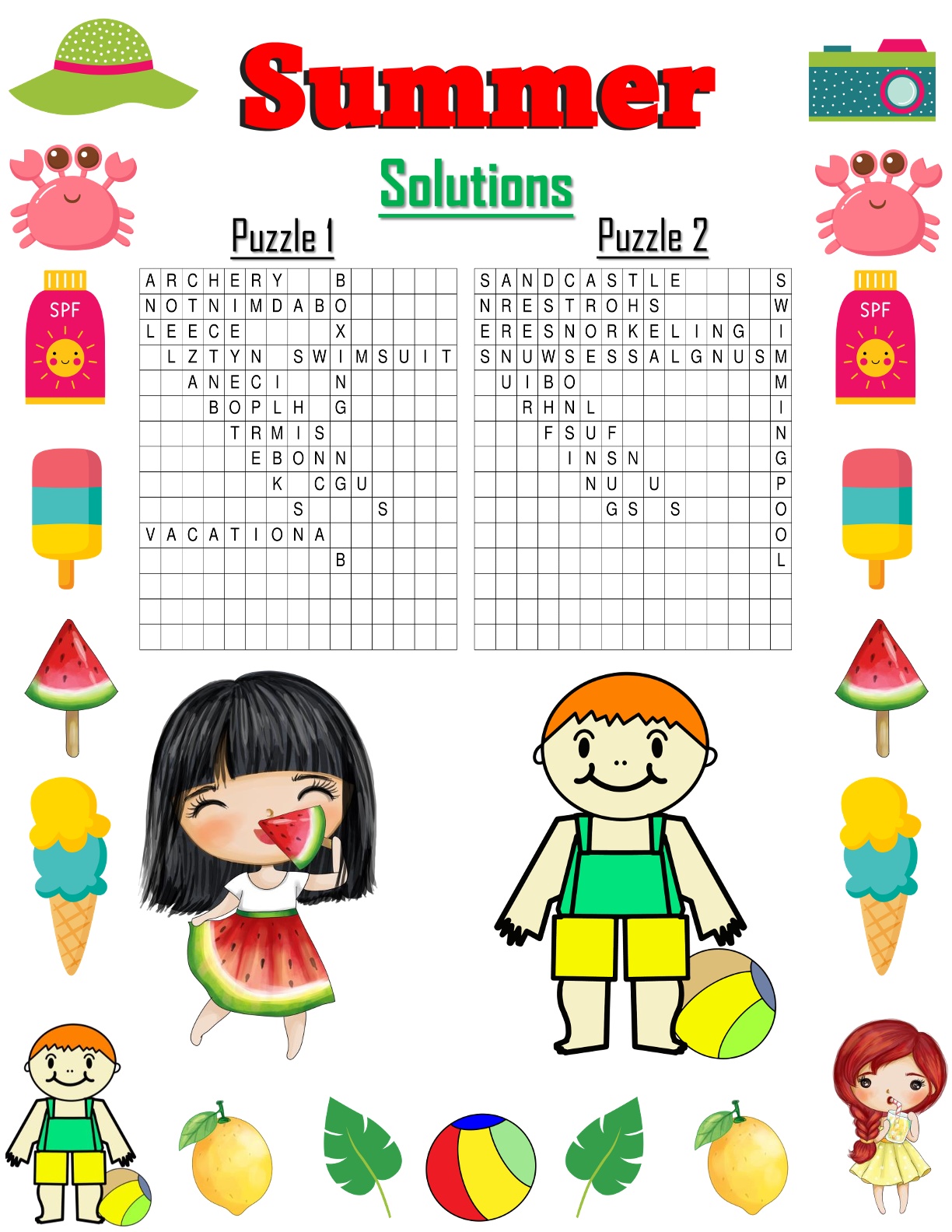 Summer Puzzles - Find the Words