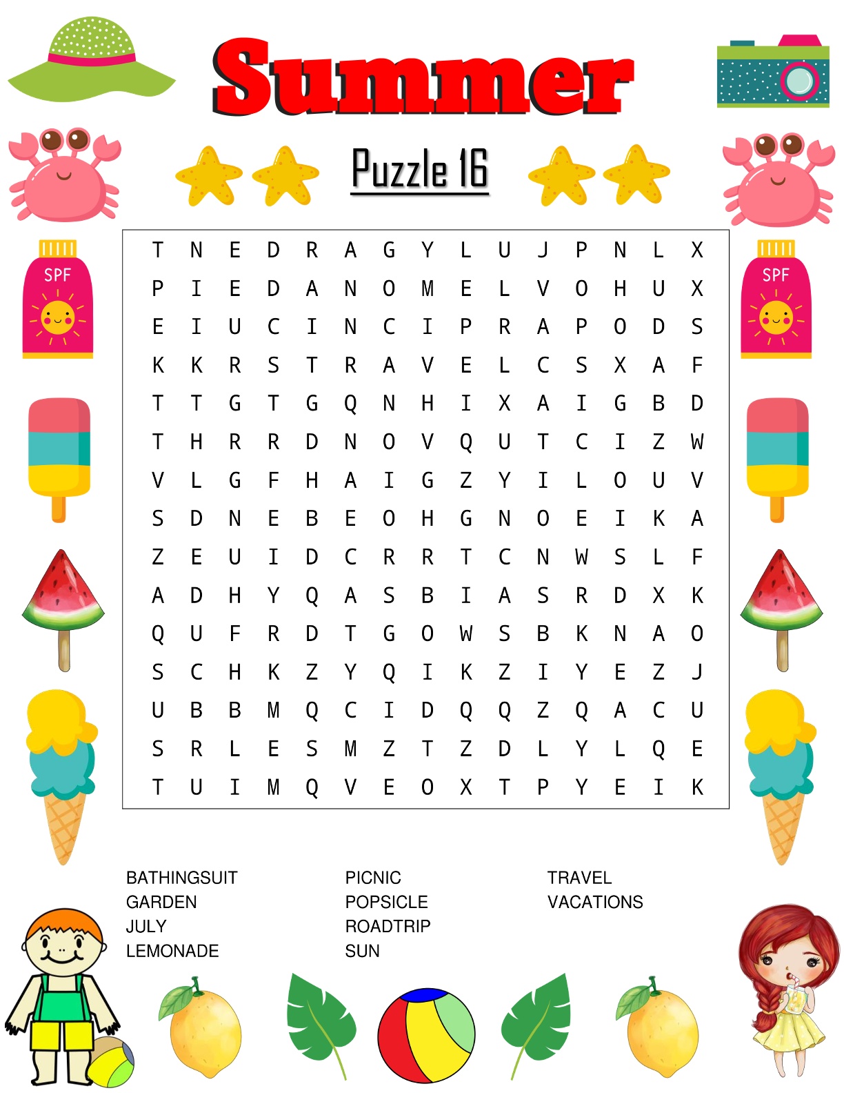 Summer Puzzles - Find the Words