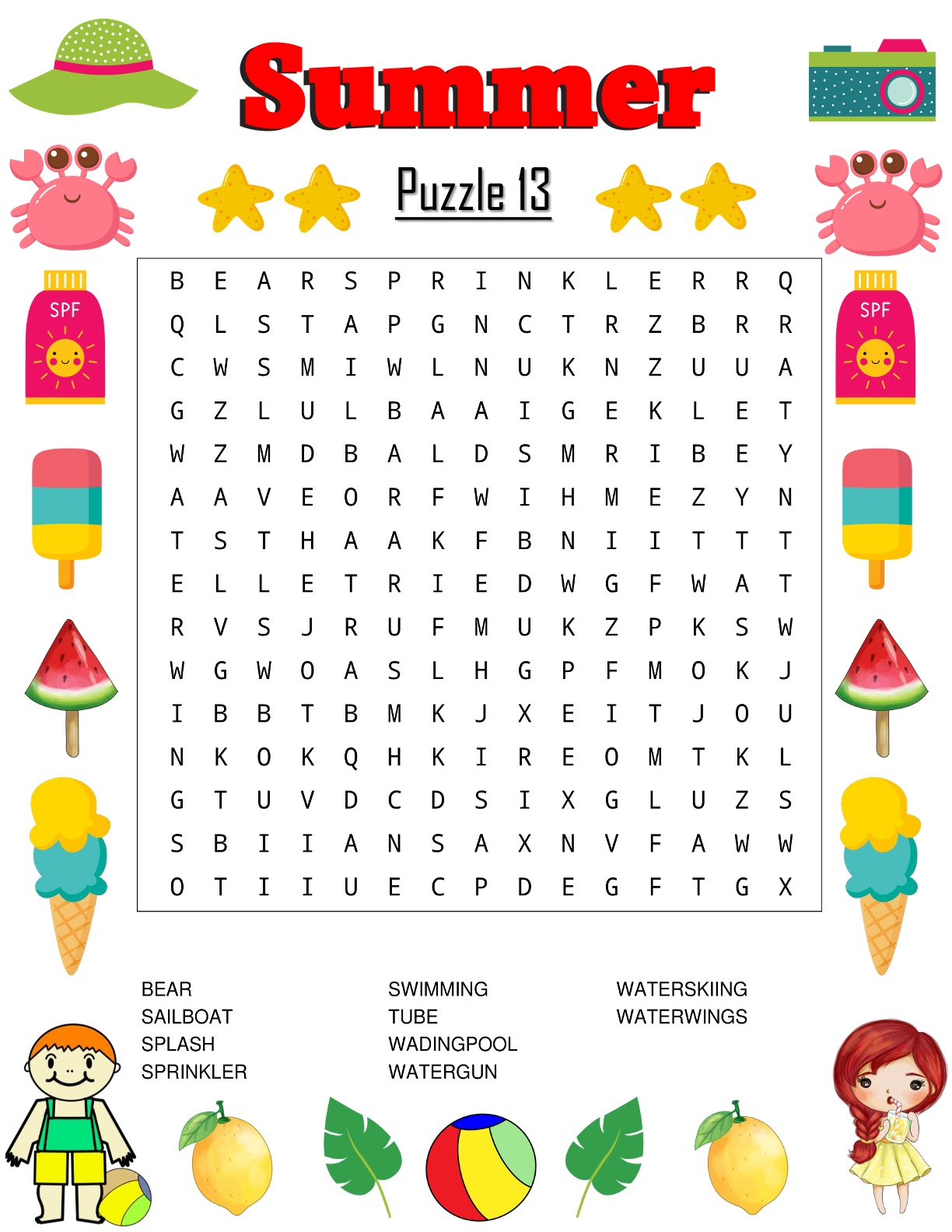 Summer Puzzles - Find the Words