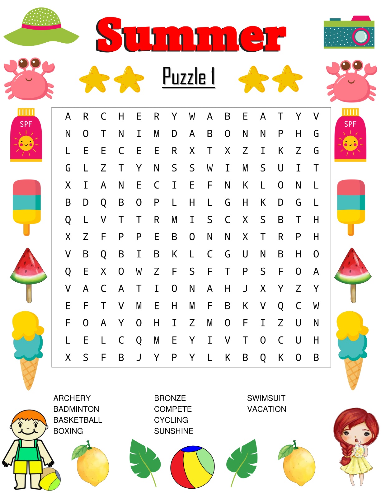 Summer Puzzles - Find the Words
