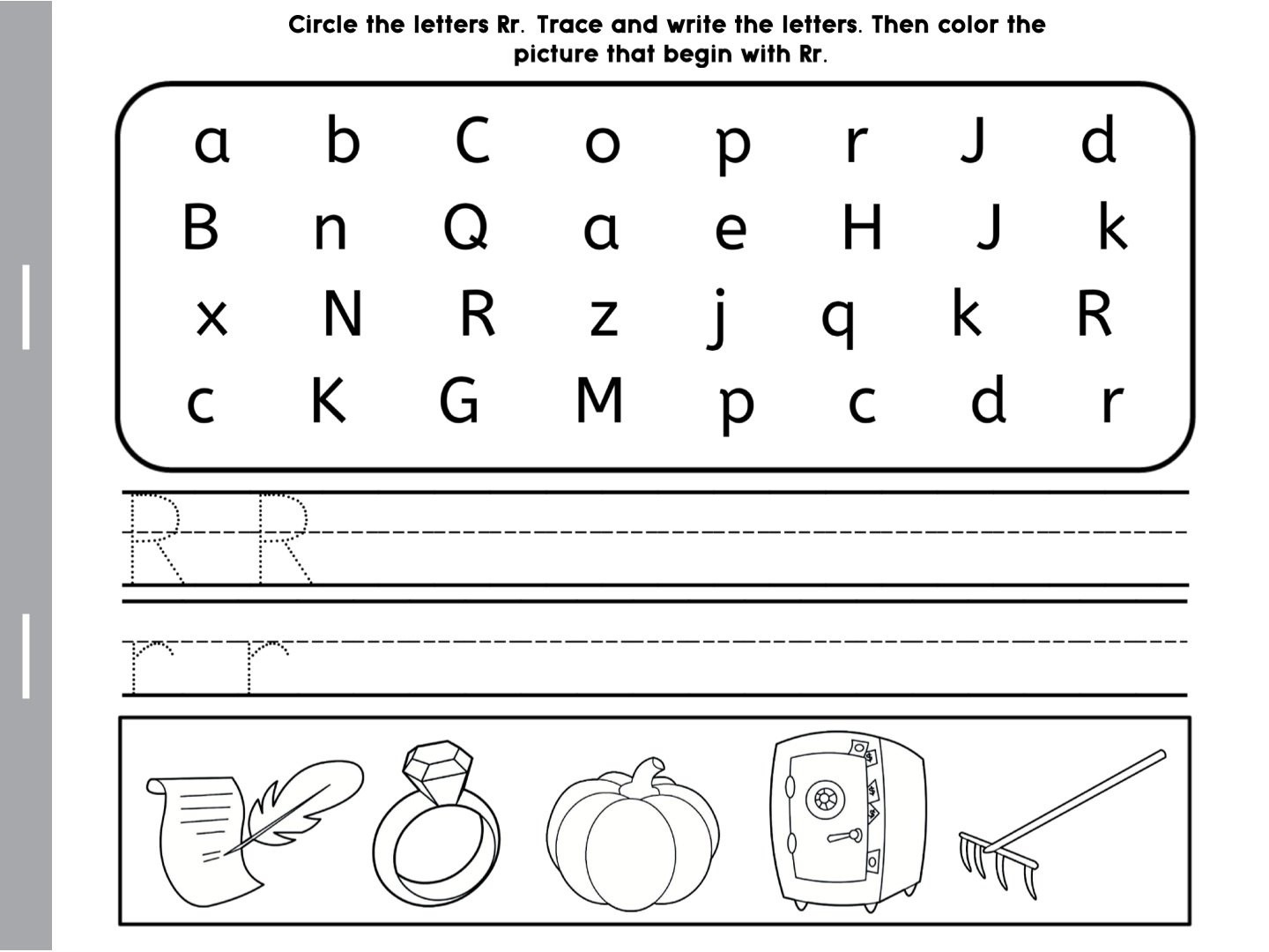 Alphabet Activity - Circle, Trace and Color