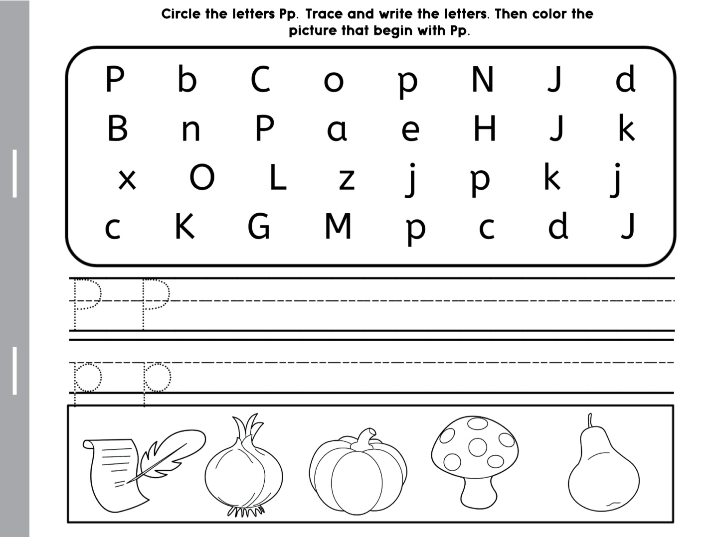 Alphabet Activity - Circle, Trace and Color