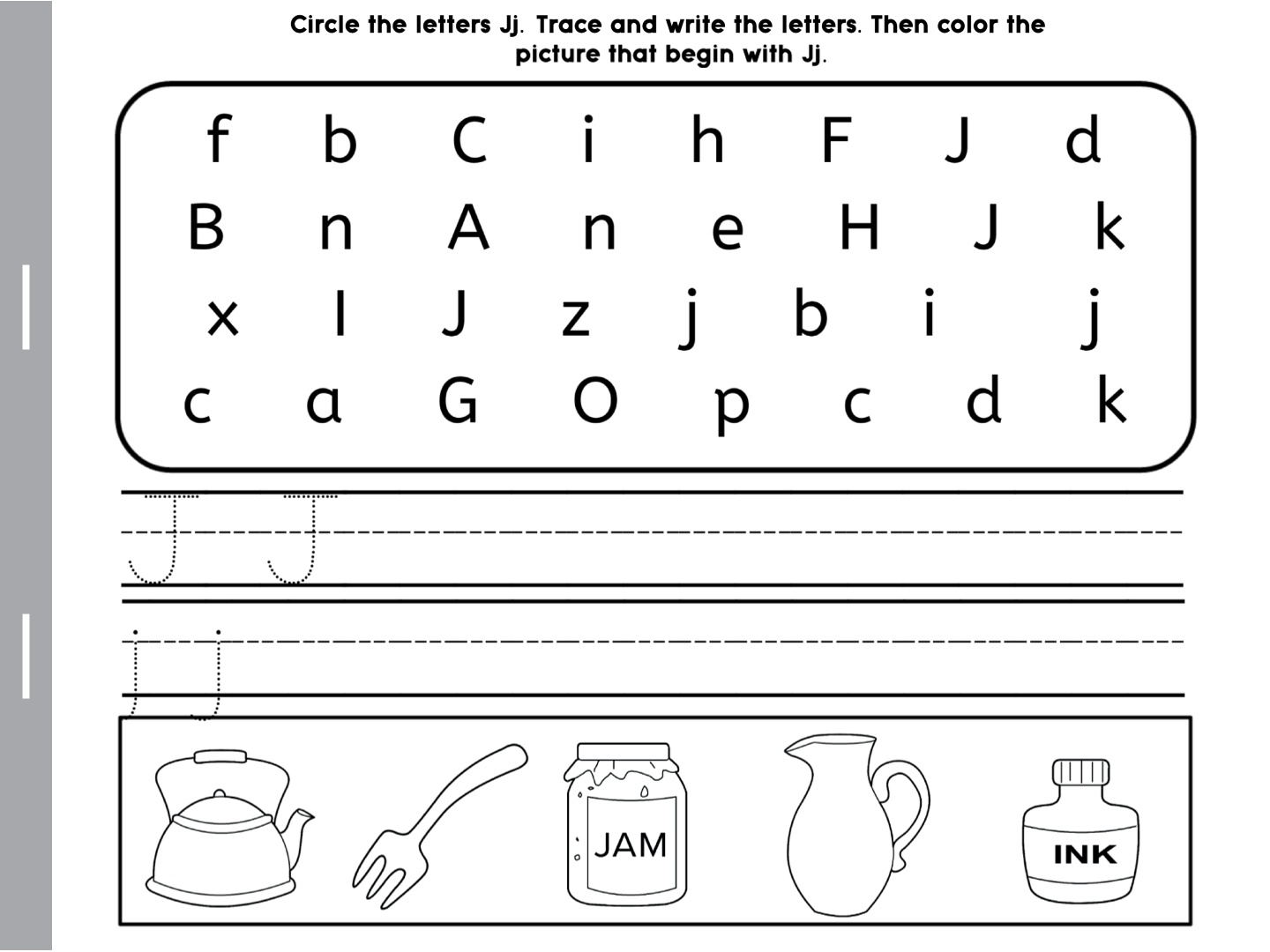 Alphabet Activity - Circle, Trace and Color