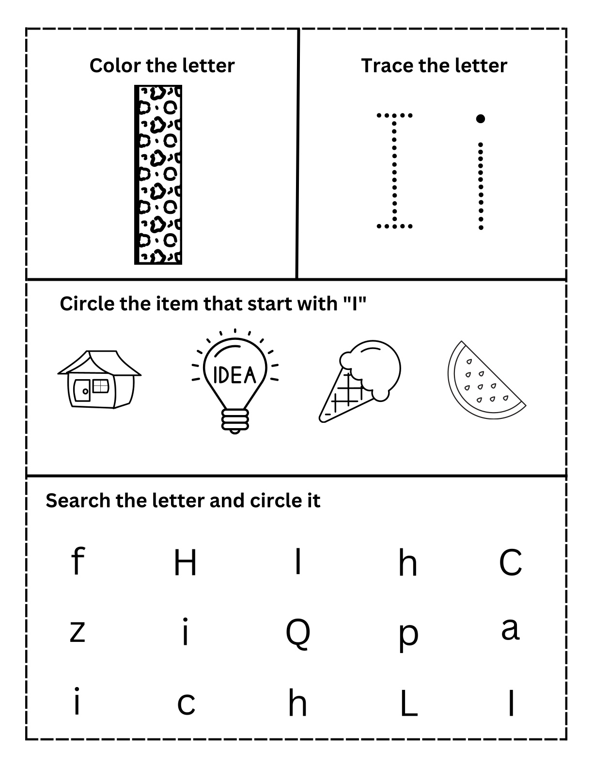 Alphabets - Color, Trace, Search and Circle