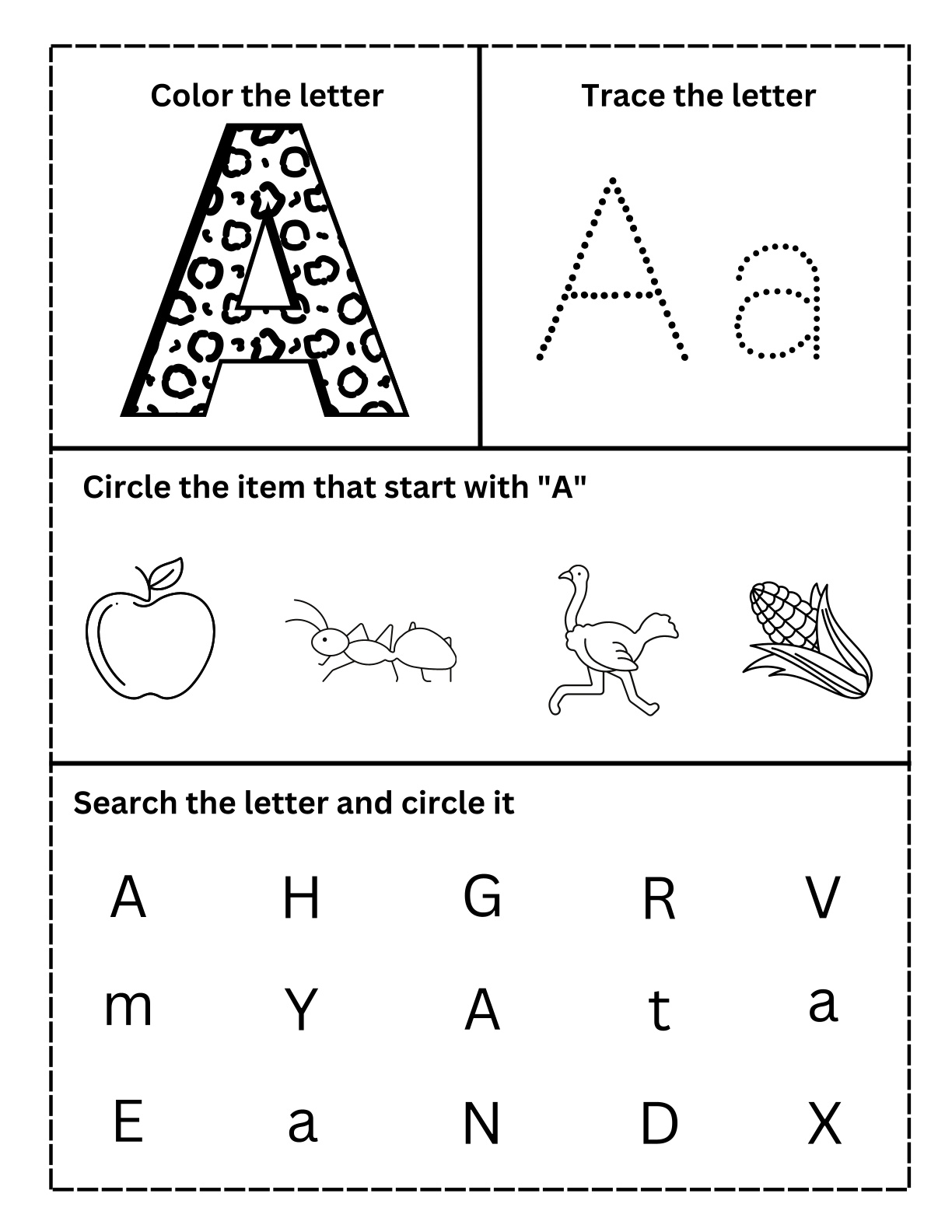 Alphabets - Color, Trace, Search and Circle