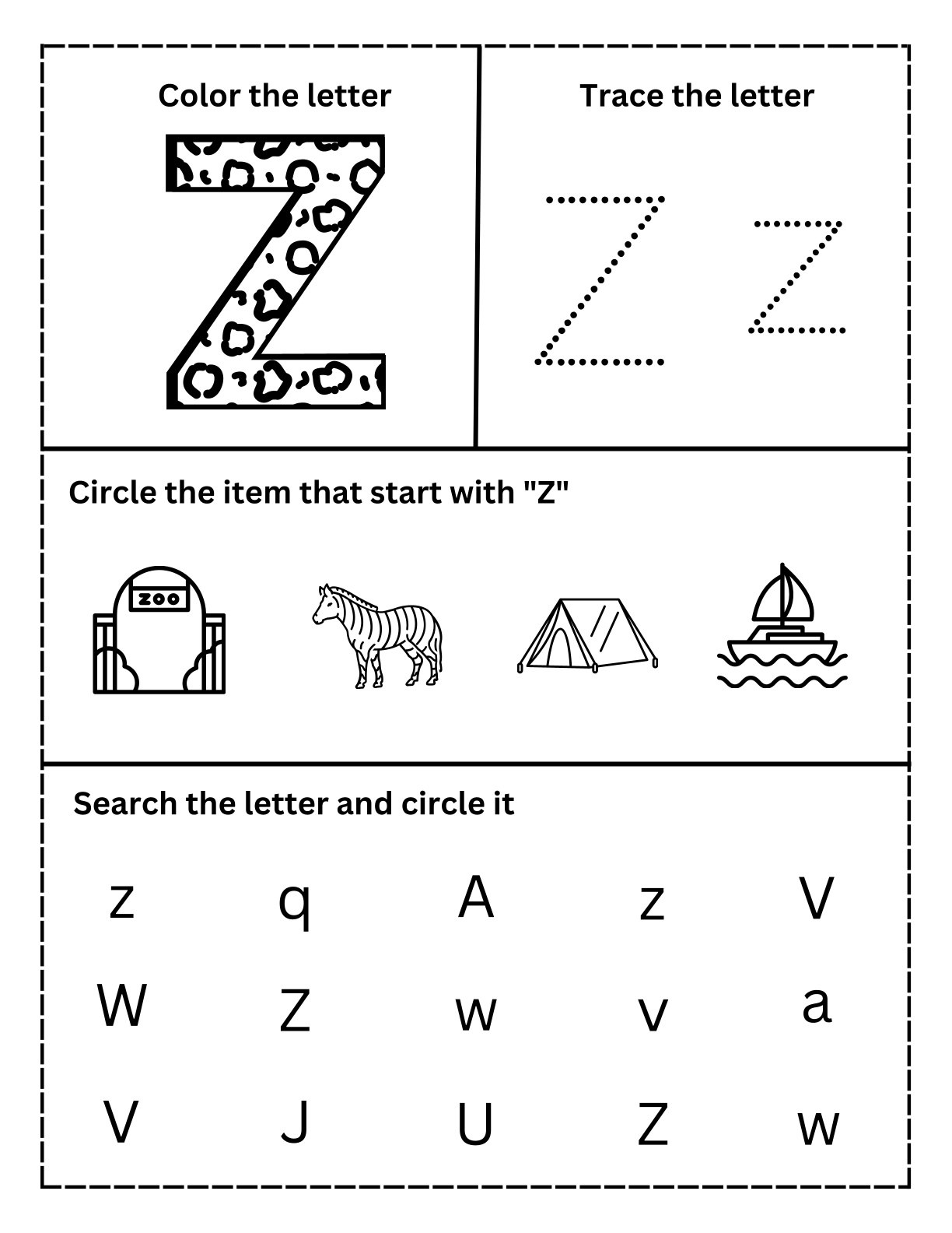 Alphabets - Color, Trace, Search and Circle