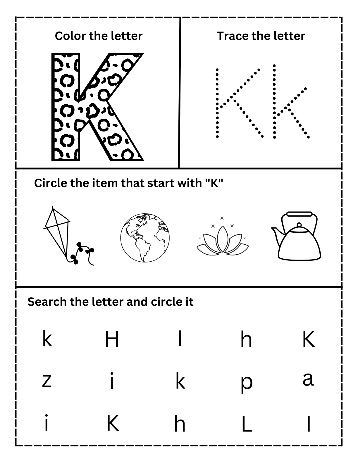 Alphabets - Color, Trace, Search and Circle