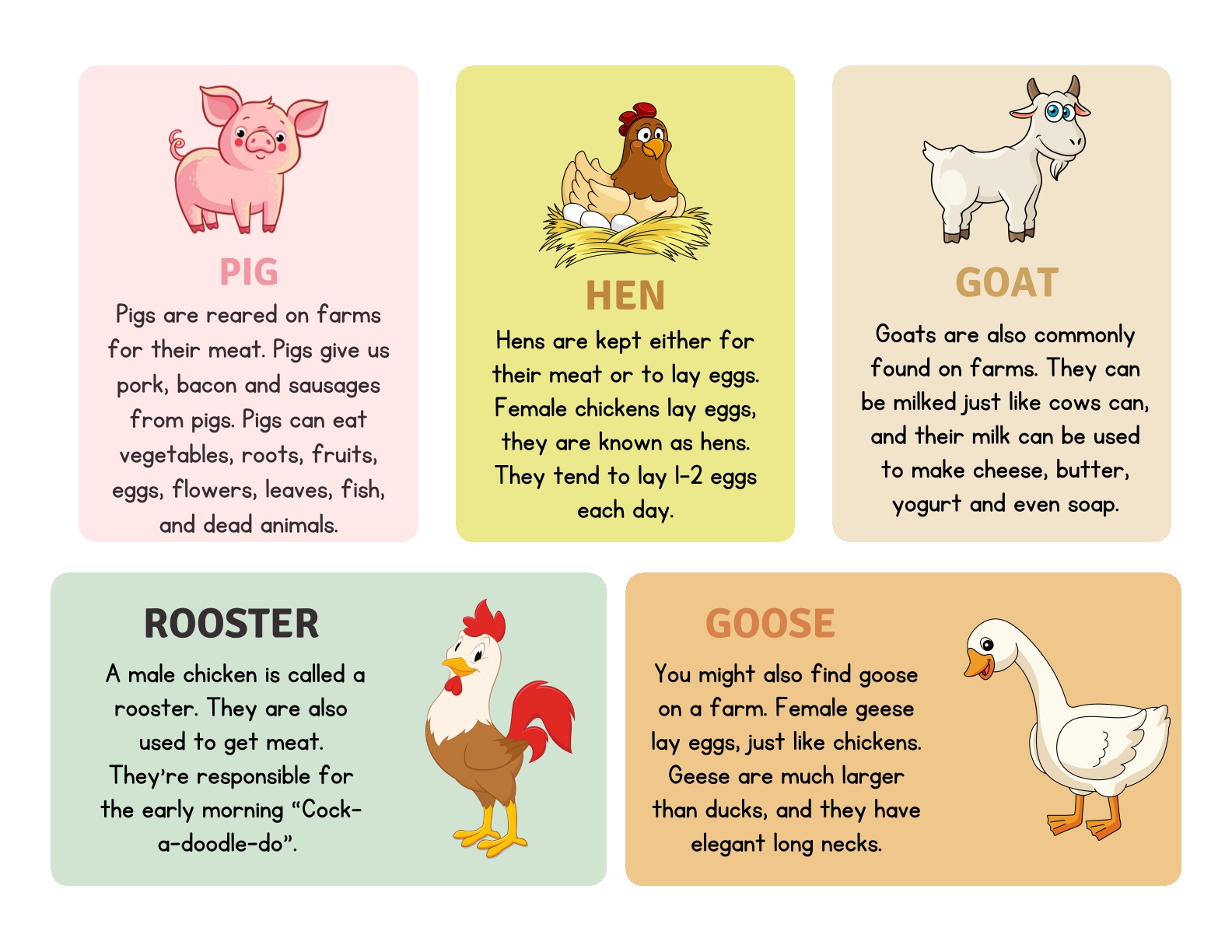 Farmland - Shapes matching, coloring, cut paste, alphabets etc