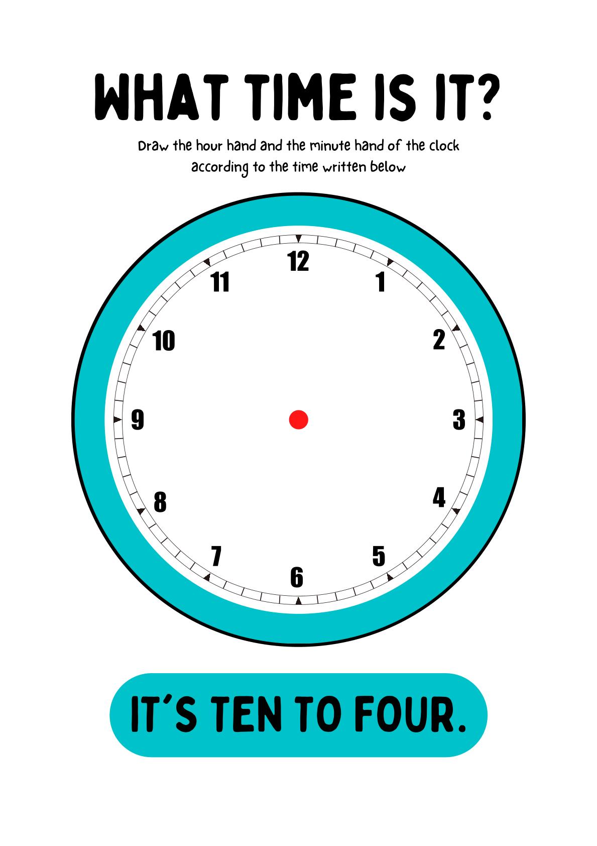 Time Teaching - Draw the hands of the clock