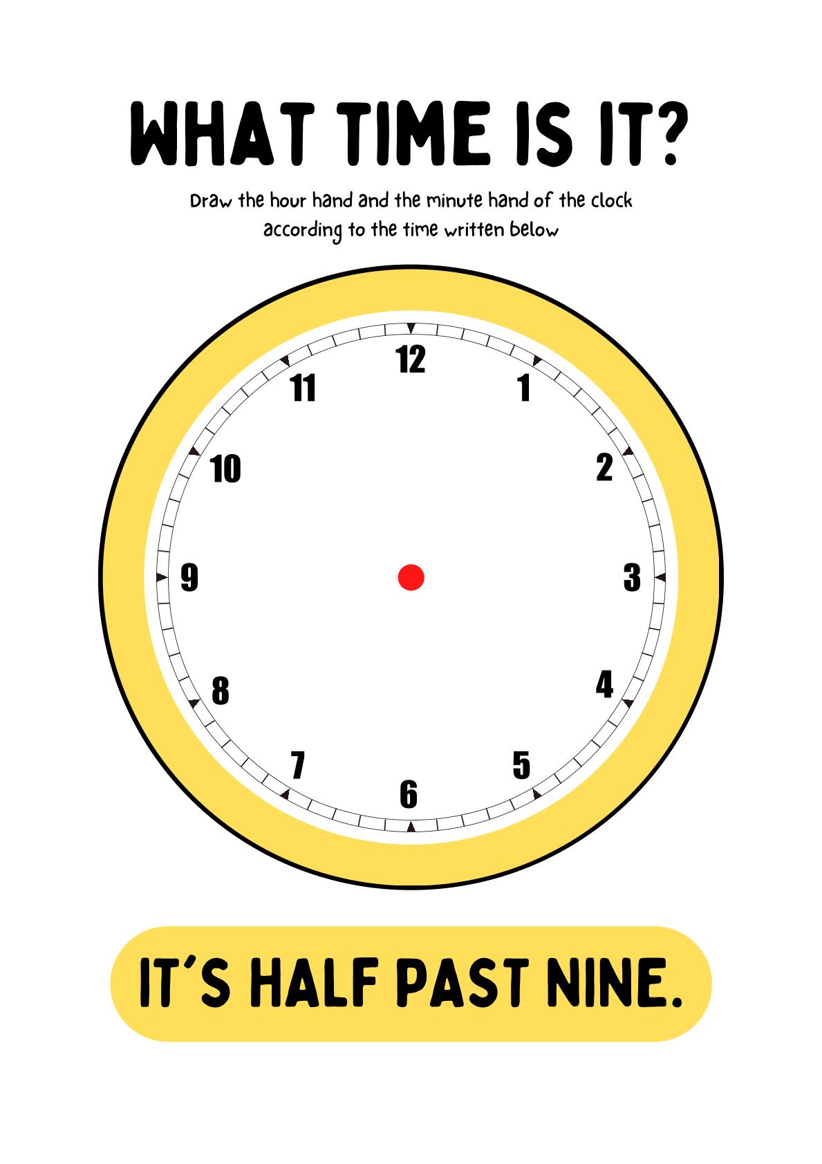 Time Teaching - Draw the hands of the clock