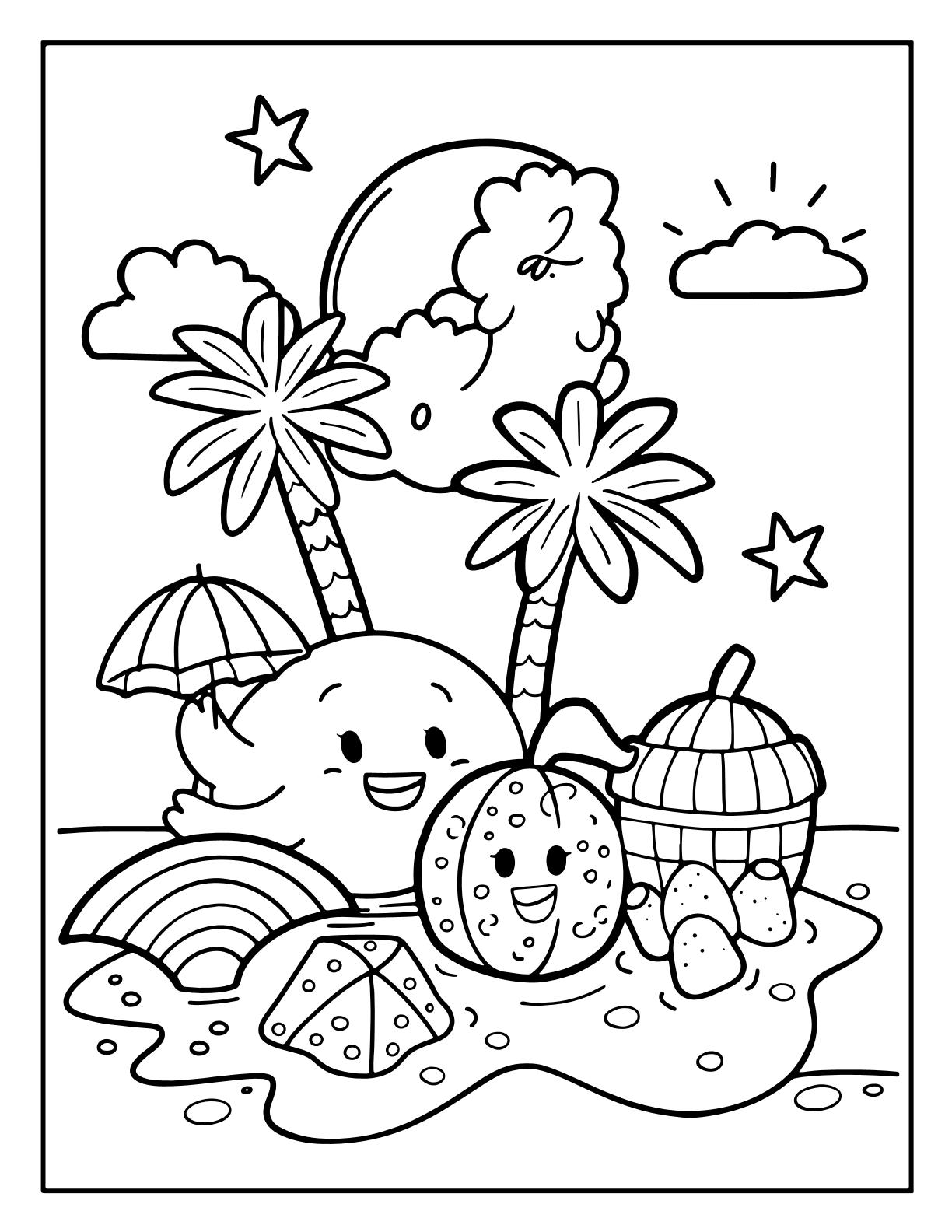 Cute Kawaii Summer Coloring