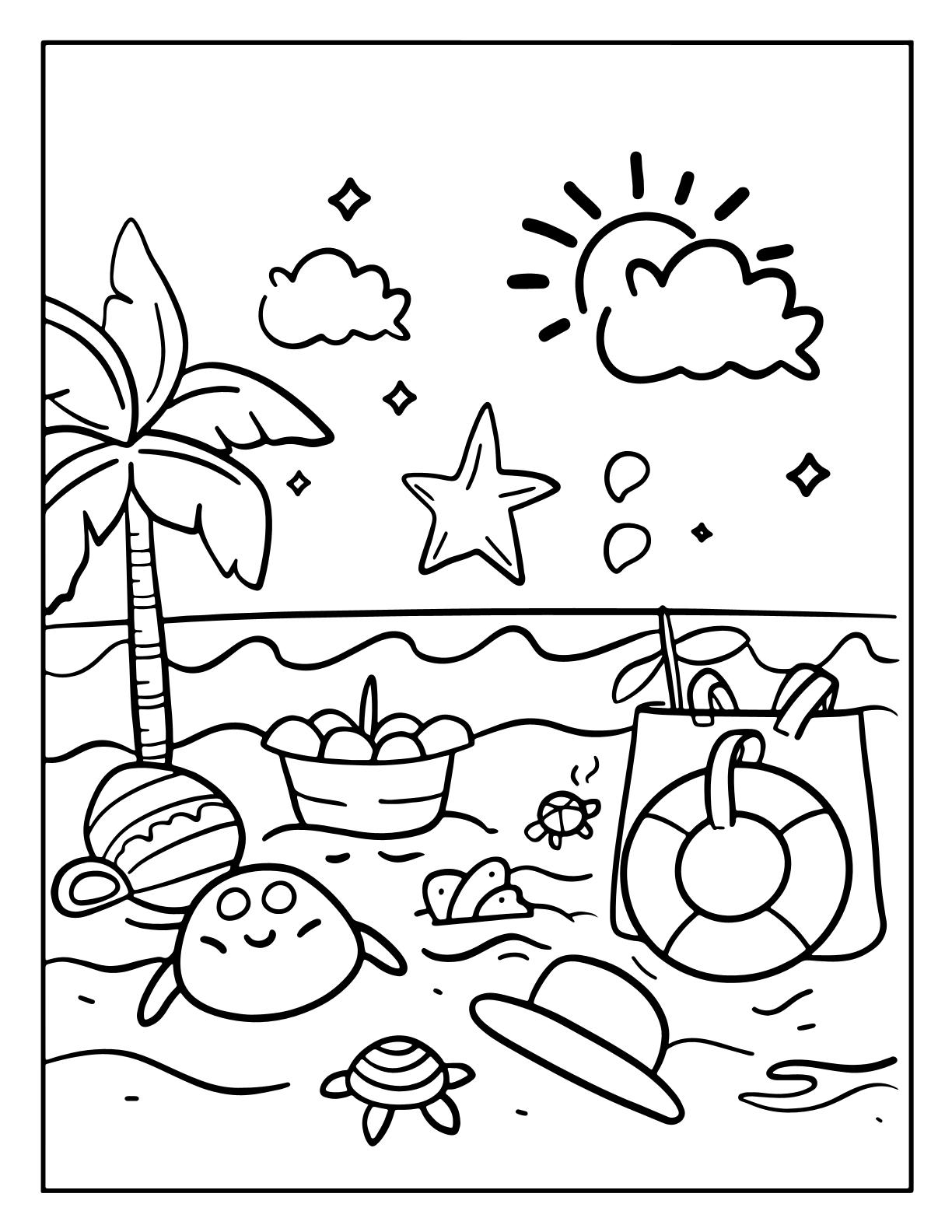 Cute Kawaii Summer Coloring