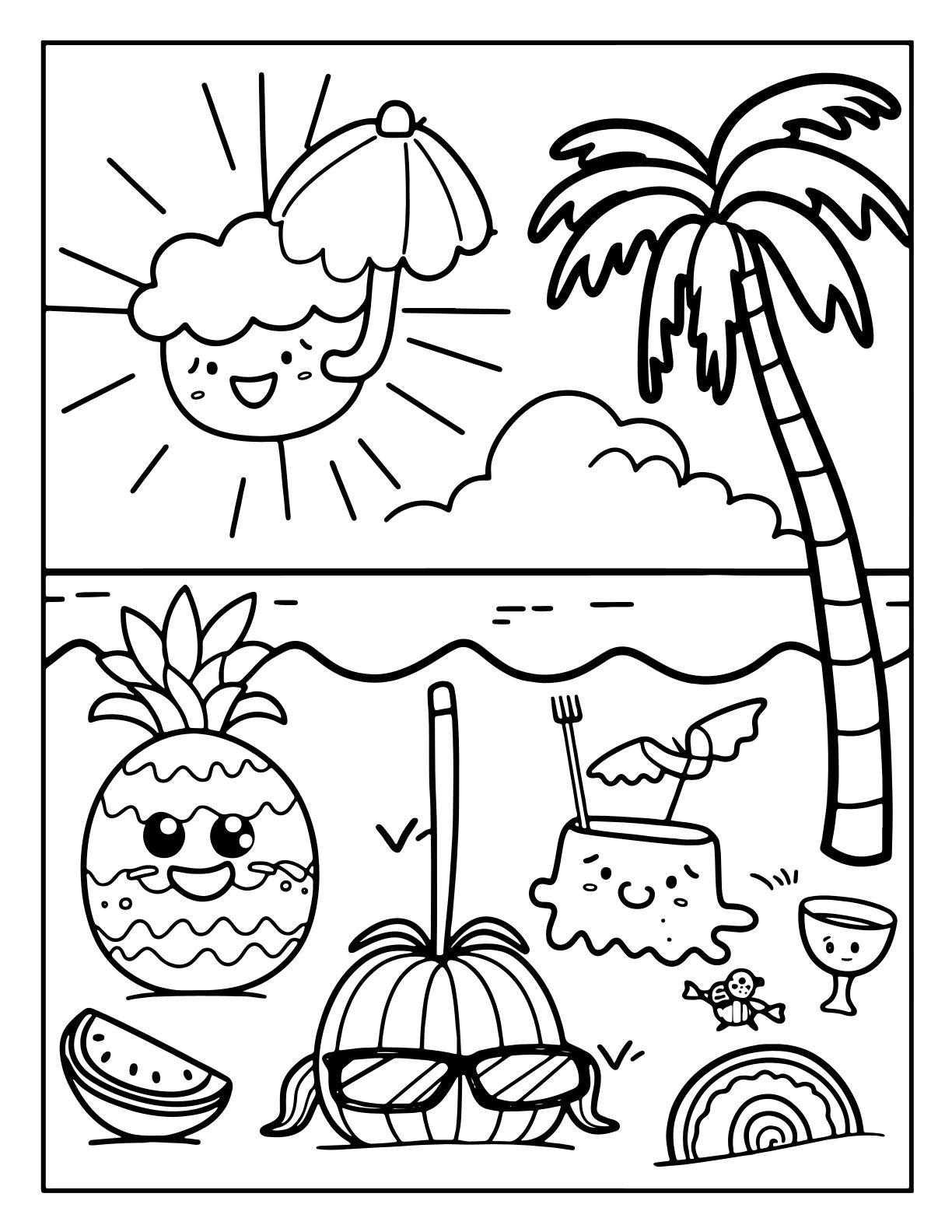 Cute Kawaii Summer Coloring