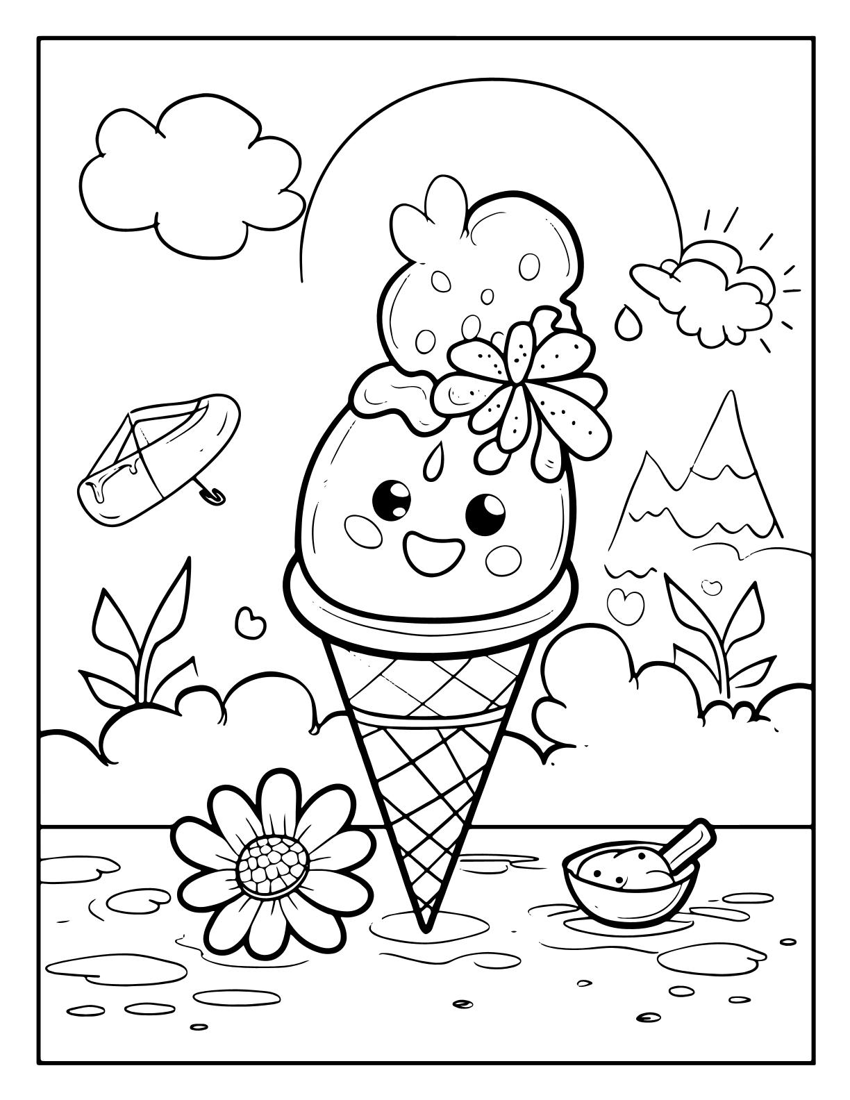 Cute Kawaii Summer Coloring