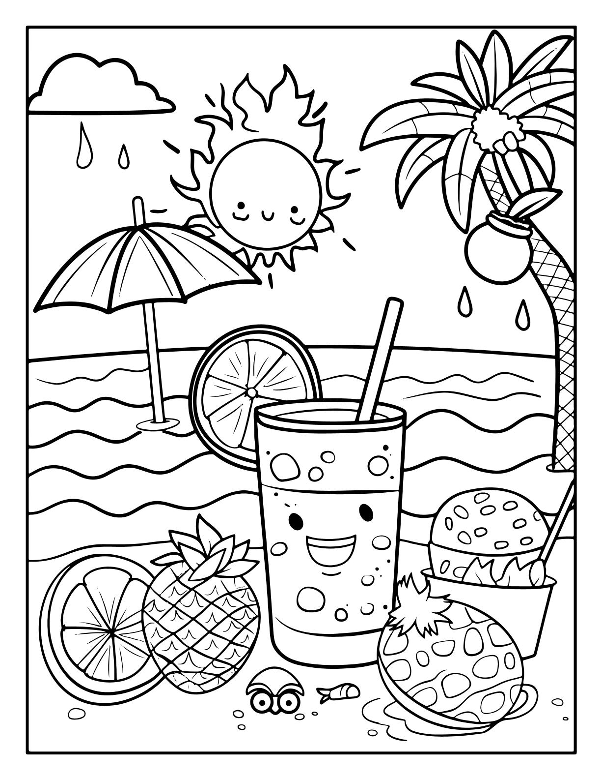 Cute Kawaii Summer Coloring
