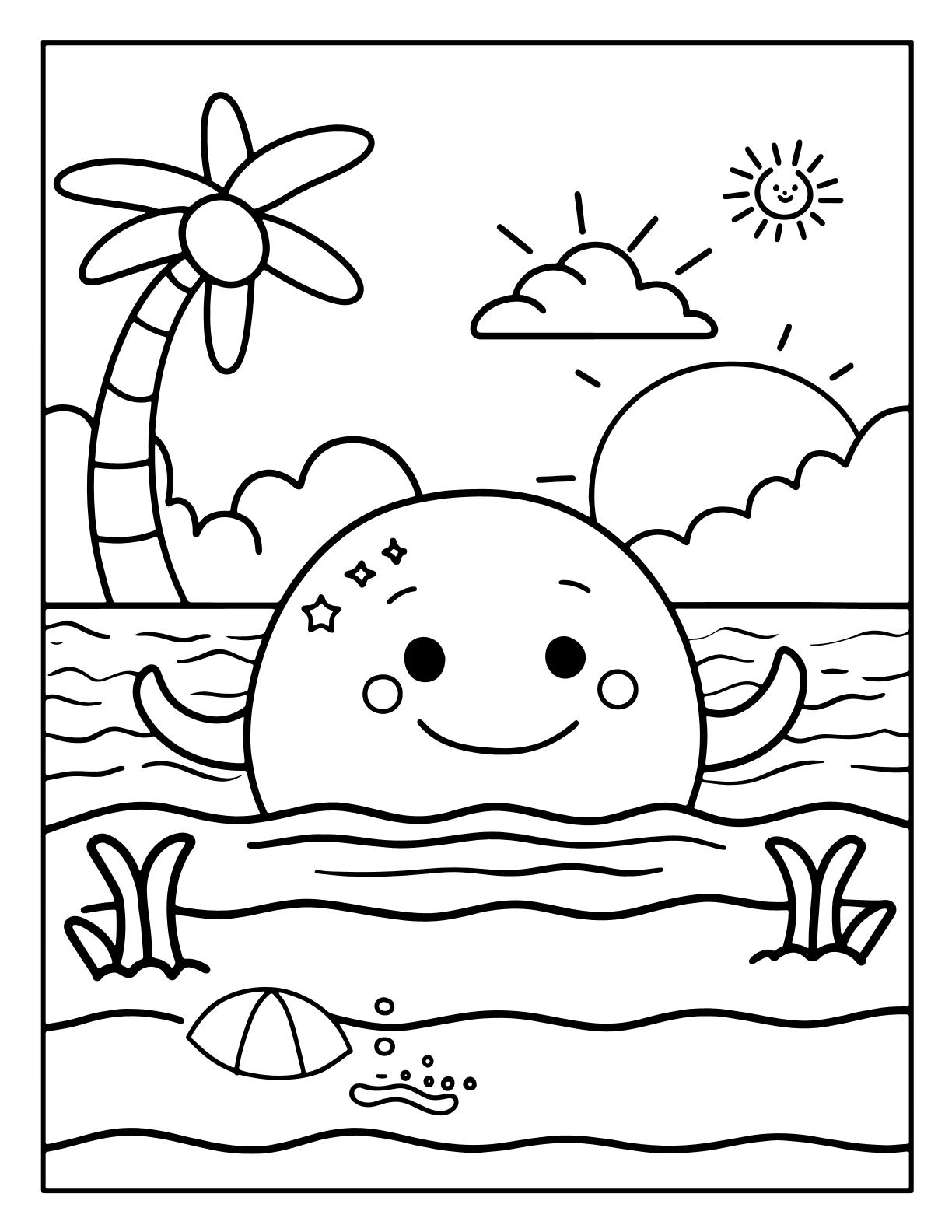 Cute Kawaii Summer Coloring sheets