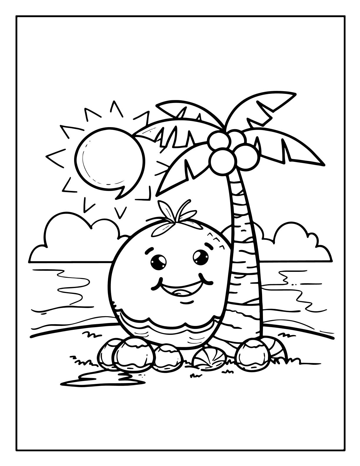 Cute Kawaii Summer Coloring sheets