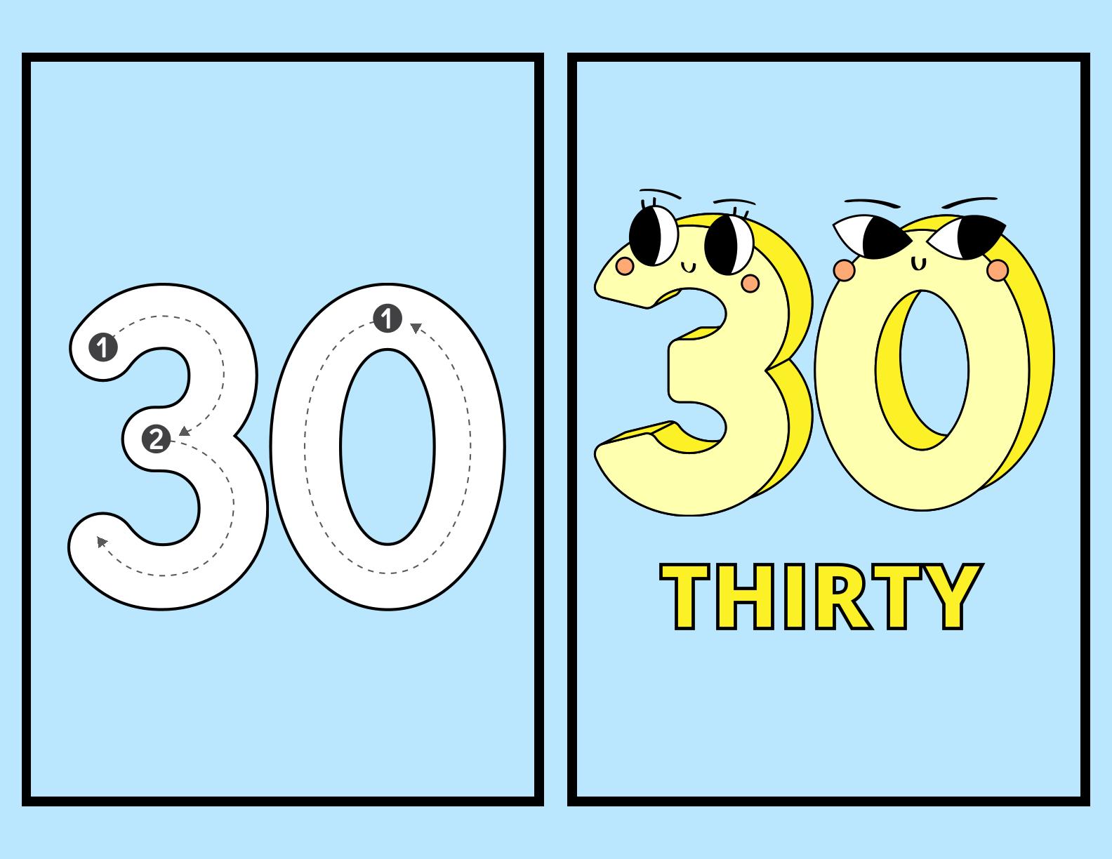 Number Flashcards - 1 to 30