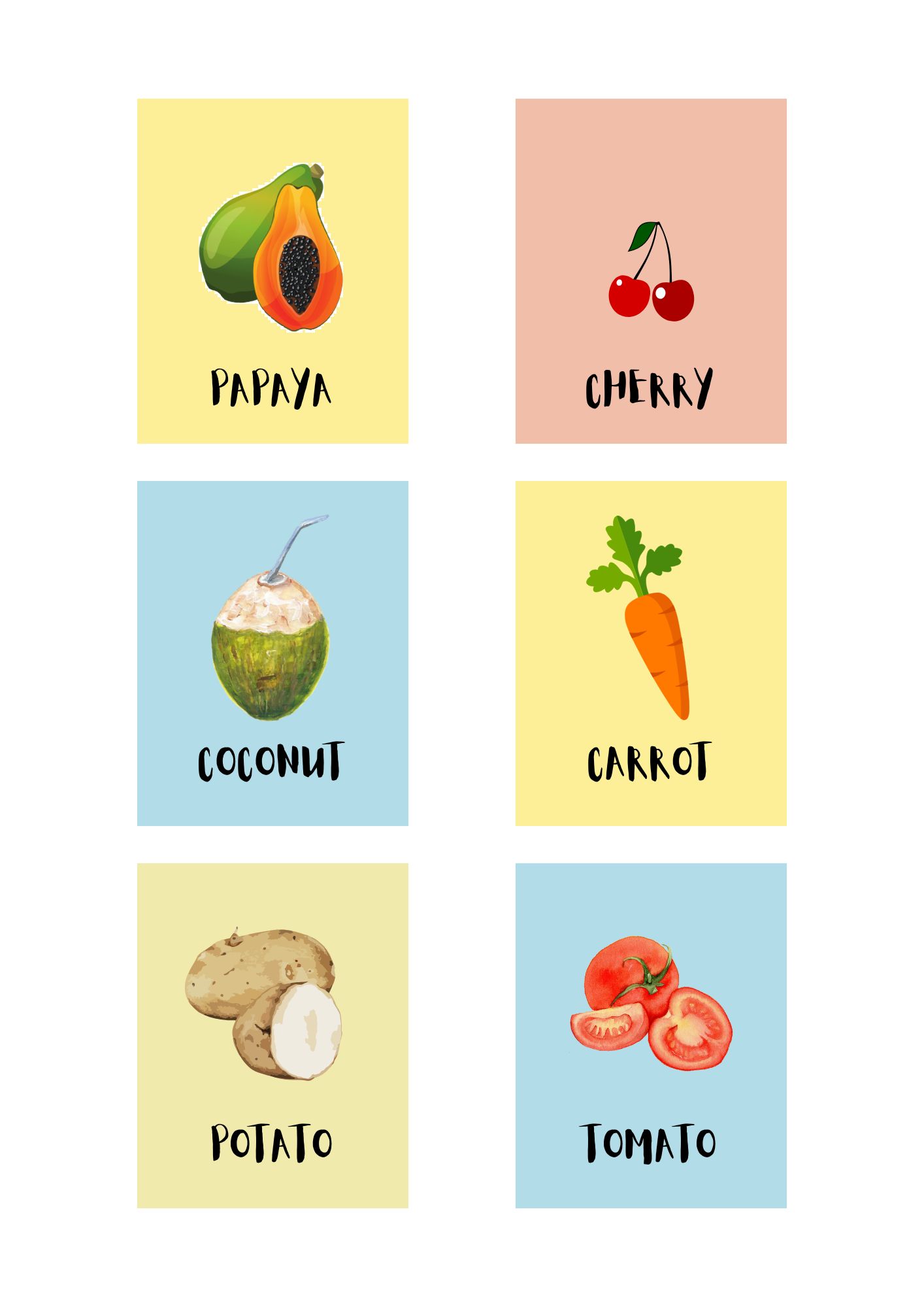 Fruits and Vegetables Flashcards