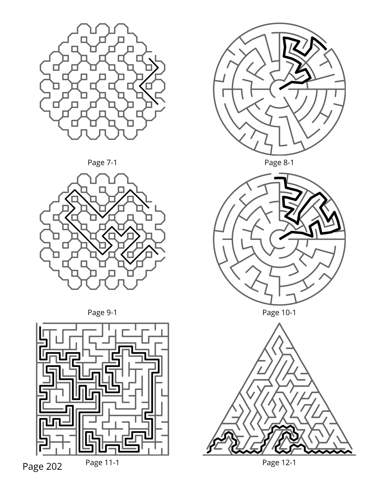 200 Maze Puzzles - Unique Shapes