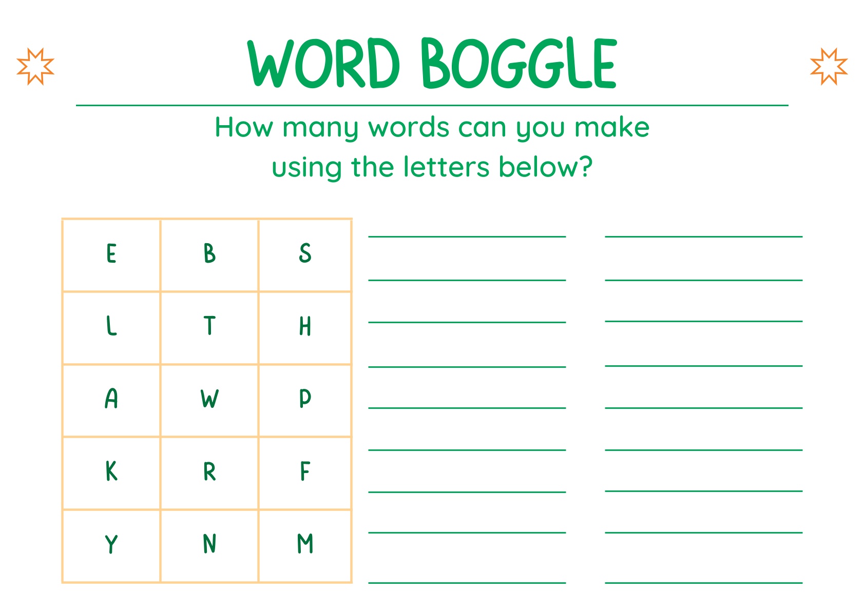 Multigame Worksheet for Kids