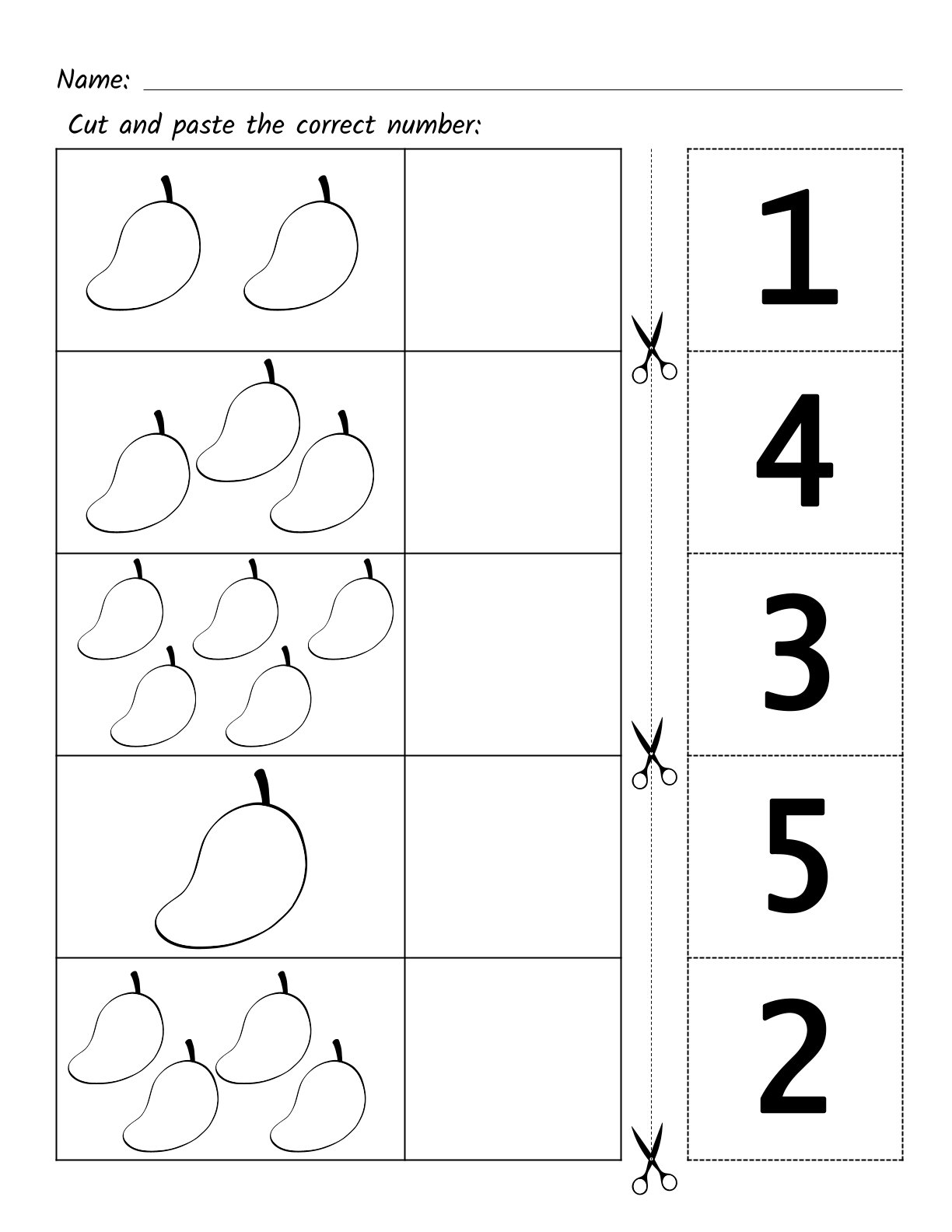 1-5 Numbers Fruit Cut & Match