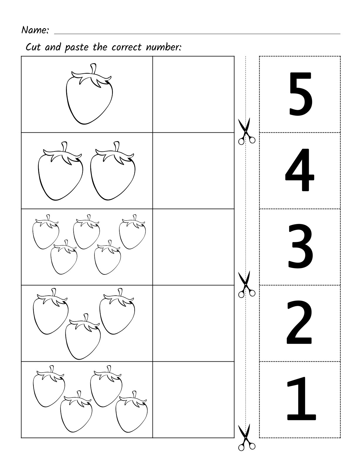 1-5 Numbers Fruit Cut & Match