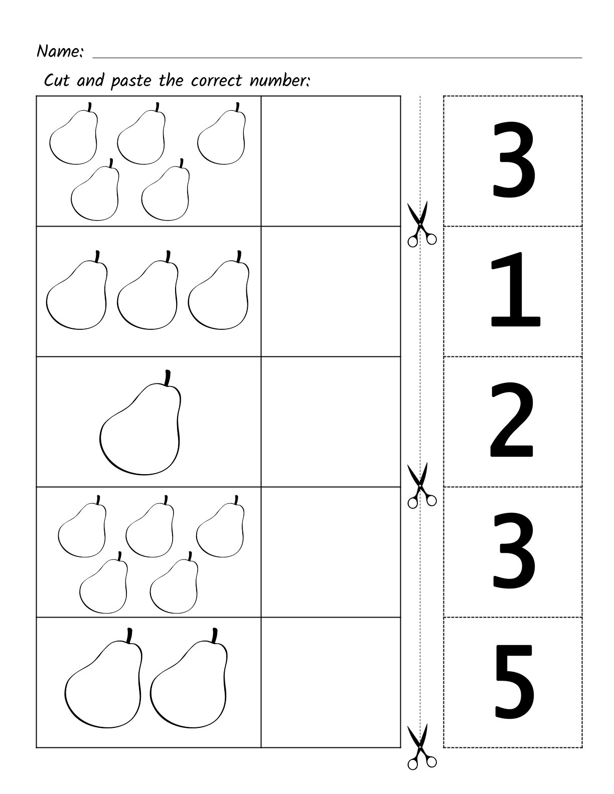 1-5 Numbers Fruit Cut & Match