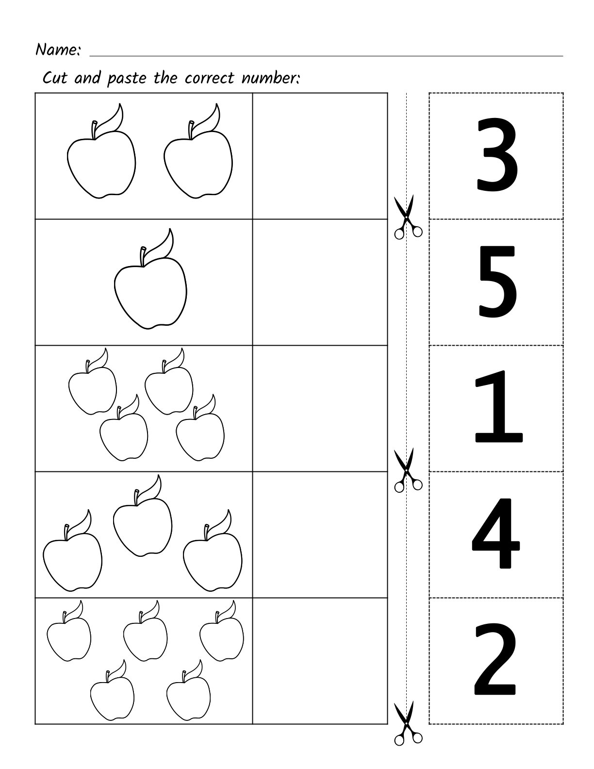 1-5 Numbers Fruit Cut & Match