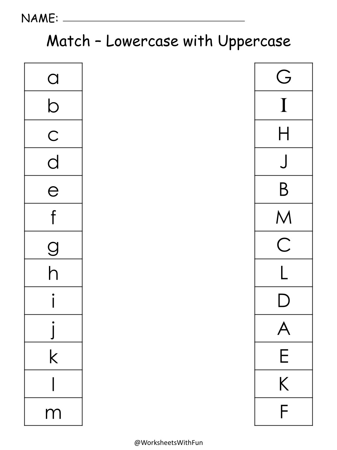 Lowercase to Uppercase Letter Match