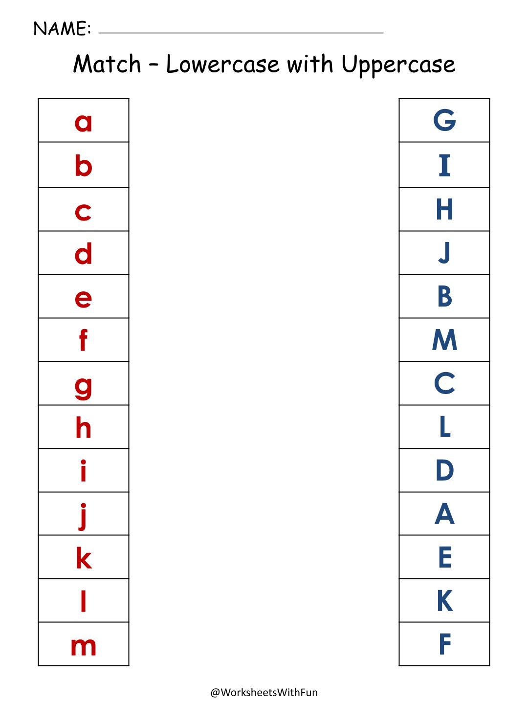 Lowercase to Uppercase Letter Match