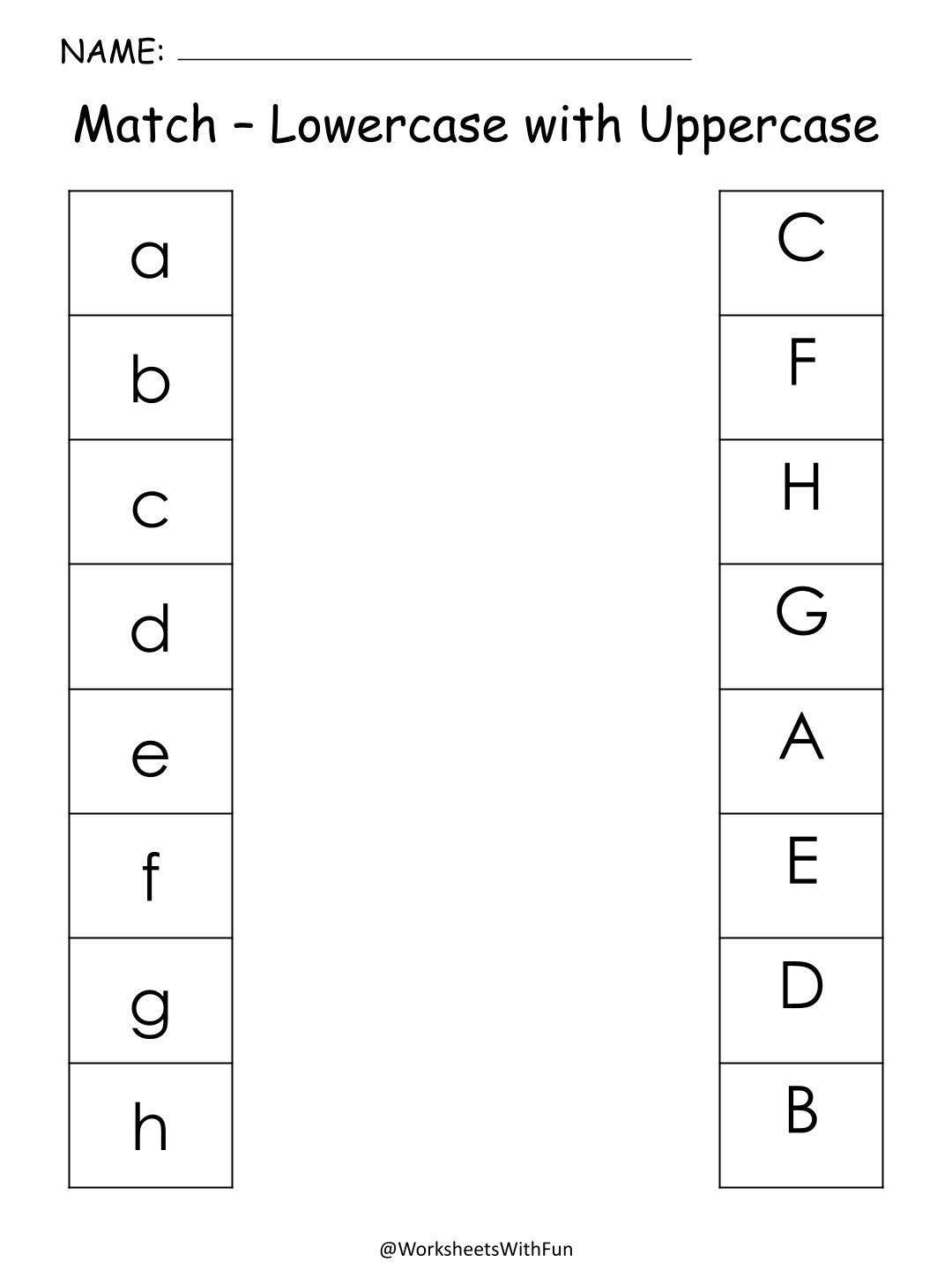 Lowercase to Uppercase Letter Match