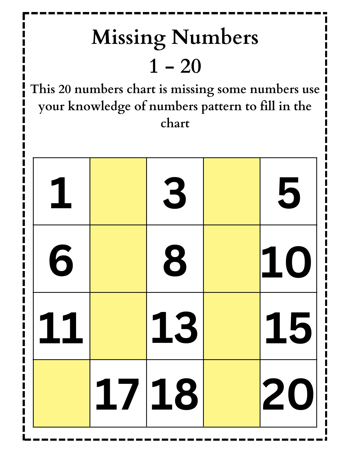 Missing Numbers (1-20)