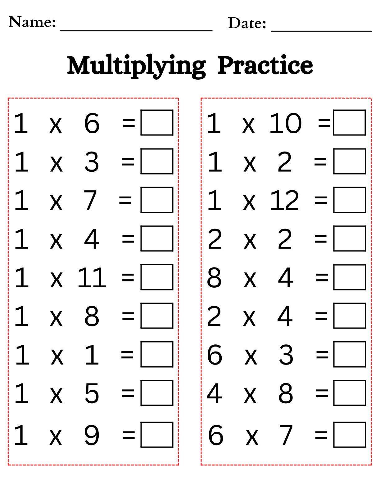 Multiplying Practice