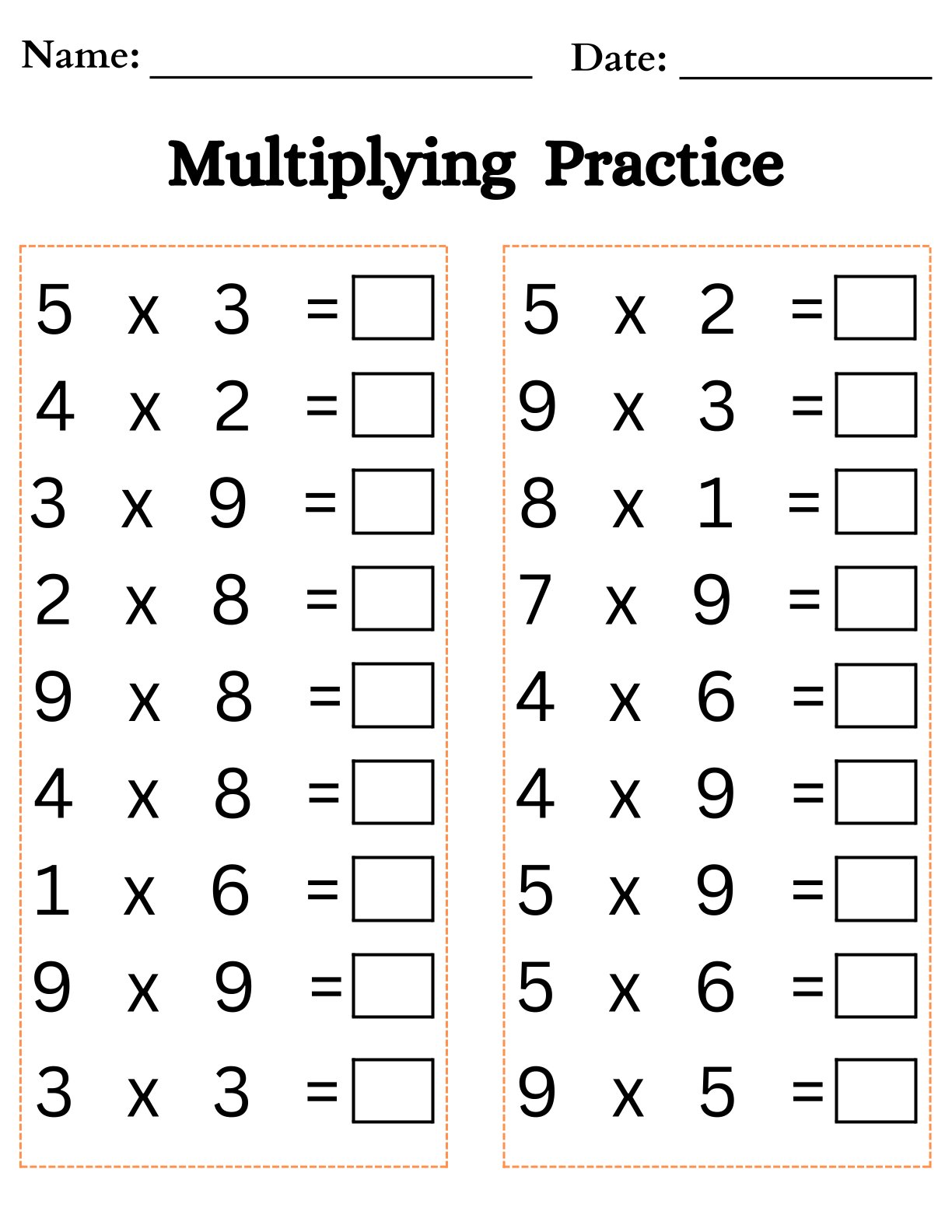 Multiplying Practice