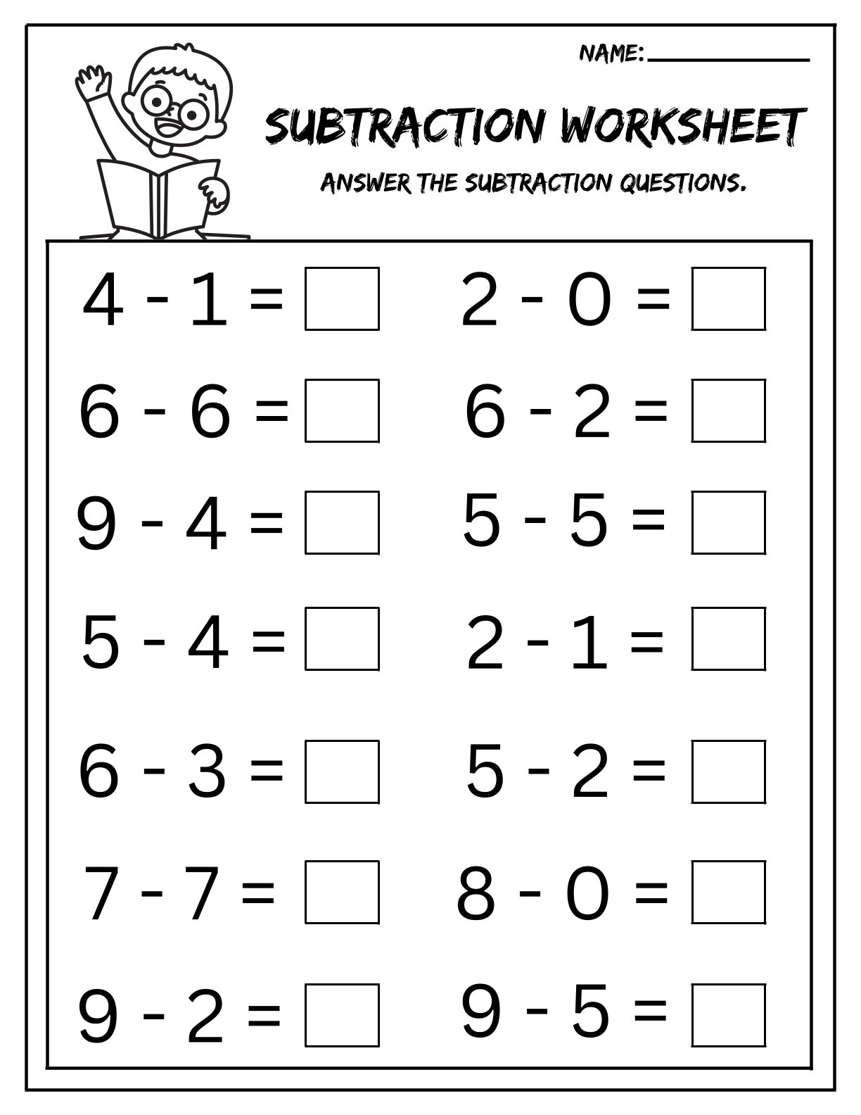 Subtraction worksheets