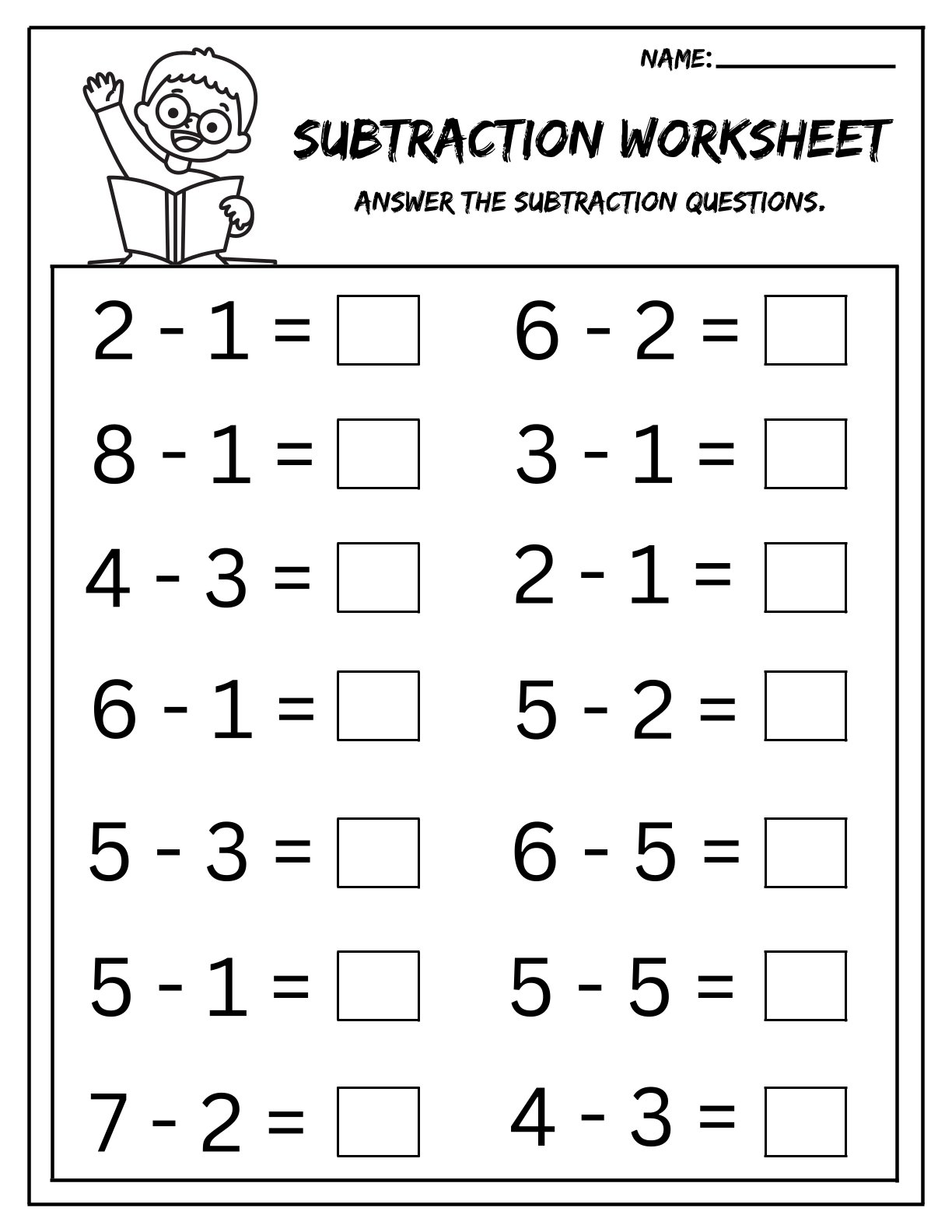 Subtraction worksheets