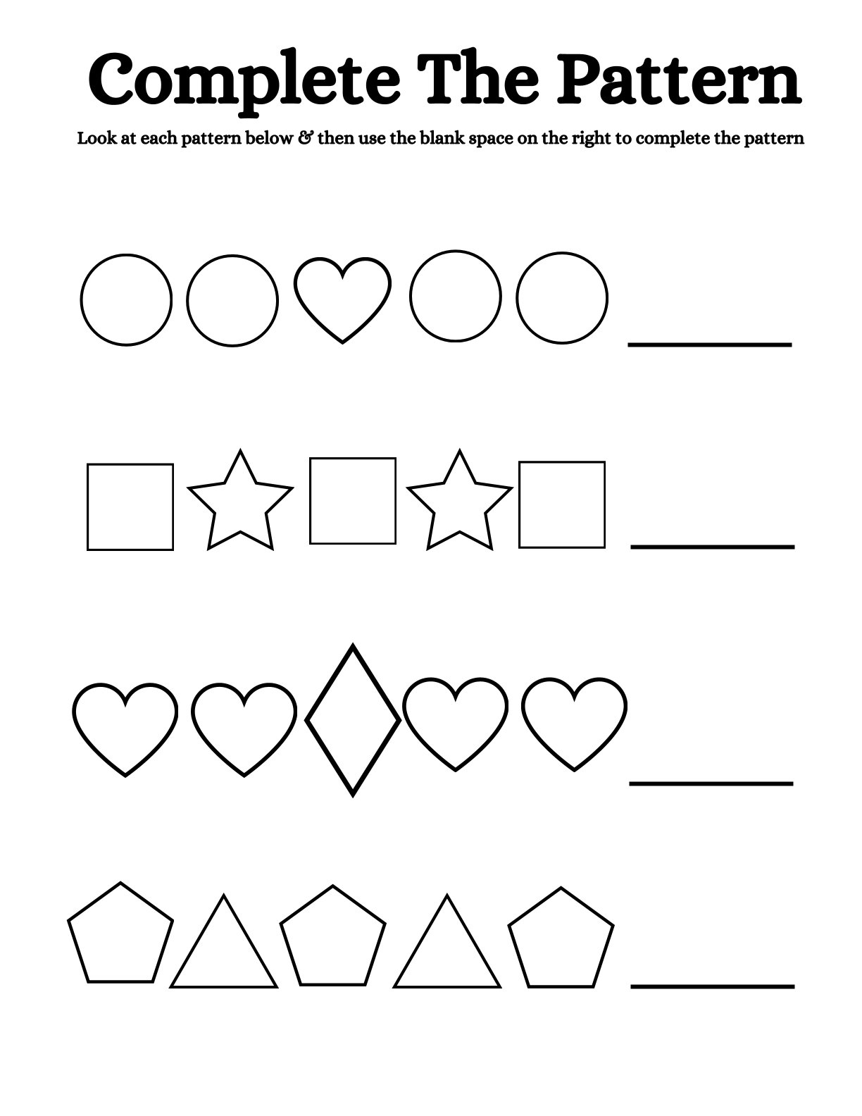 Complete the Pattern (Shapes & Colors)