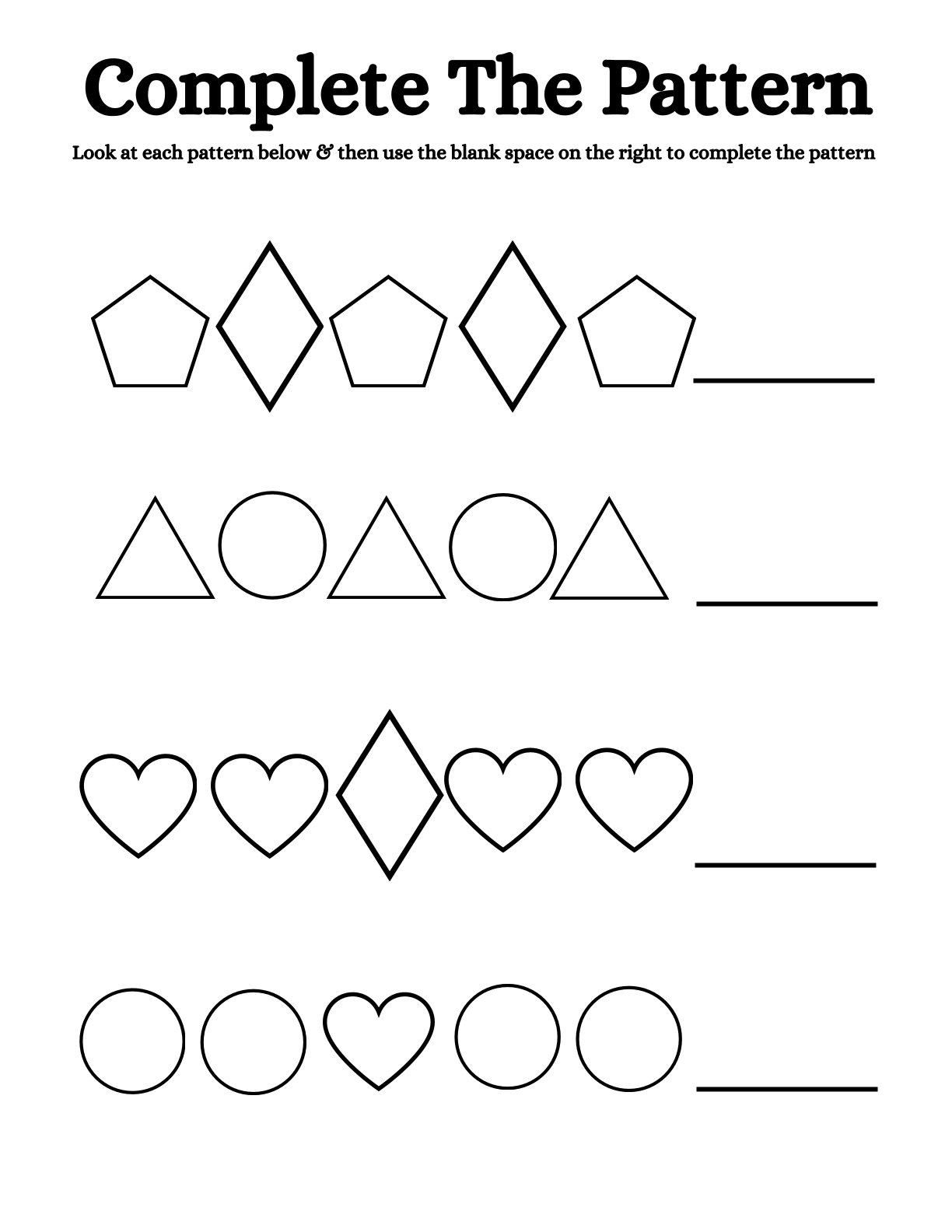 Complete the Pattern (Shapes & Colors)