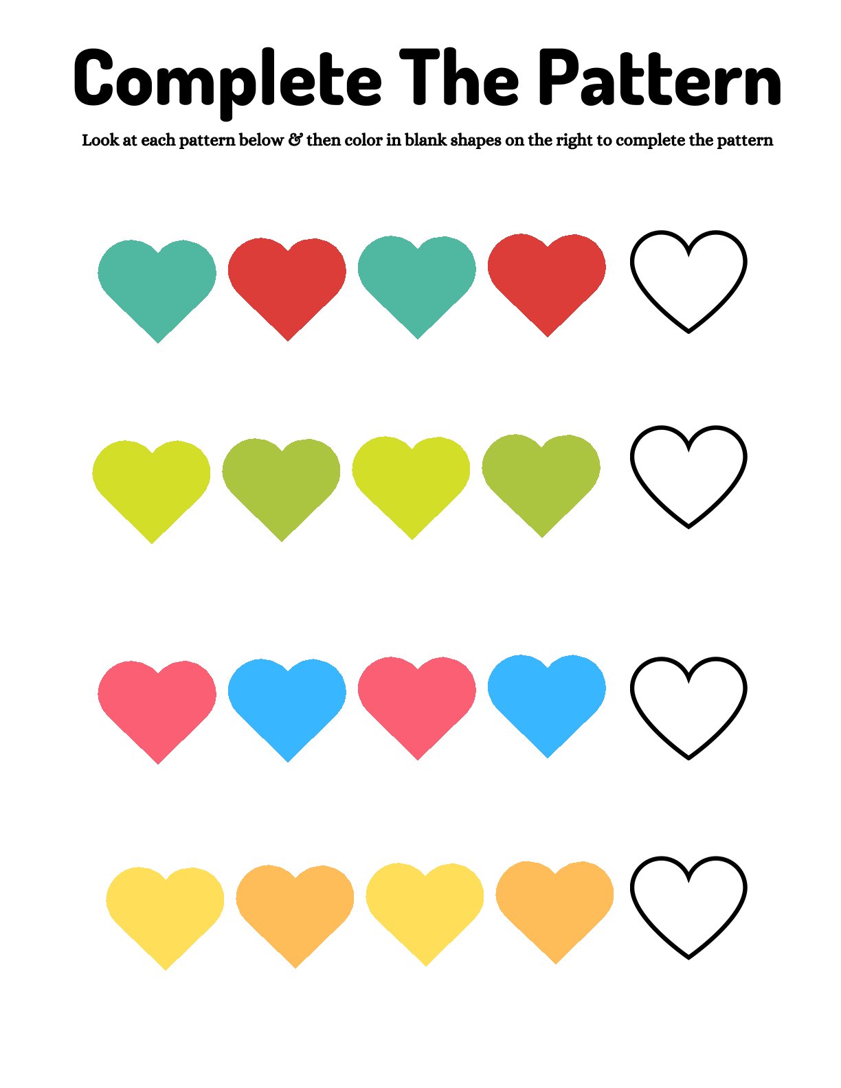 Complete the Pattern (Shapes & Colors)
