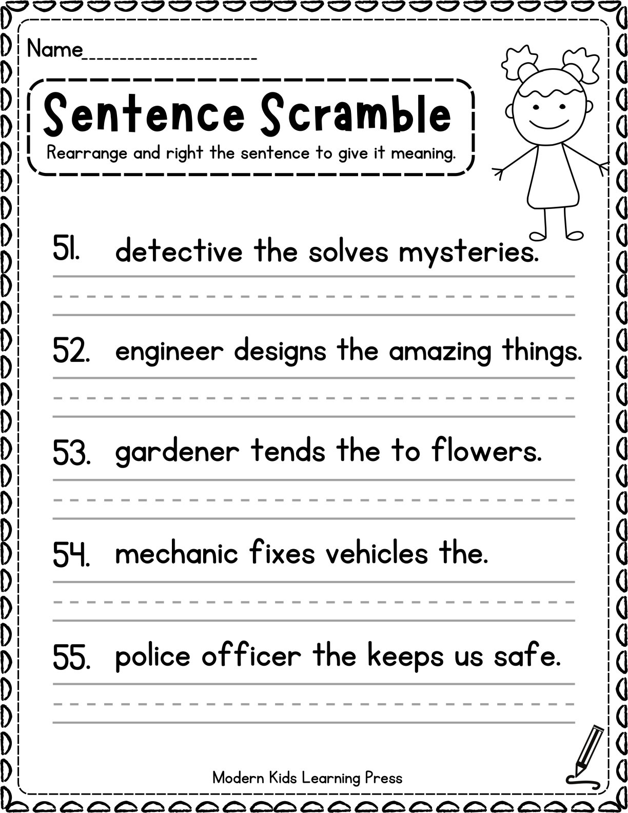100 Sentence Building Worksheet for Kindergarten