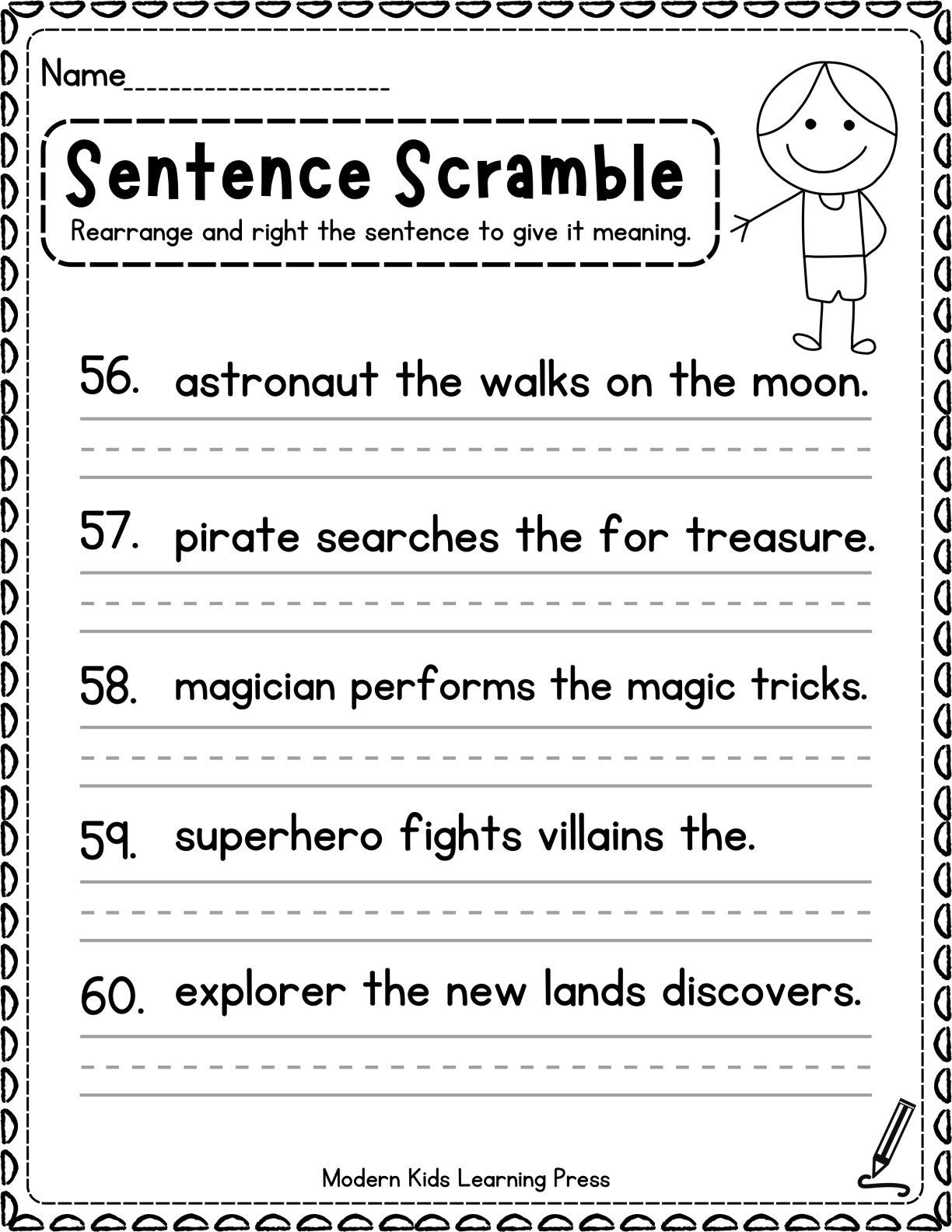 100 Sentence Building Worksheet for Kindergarten